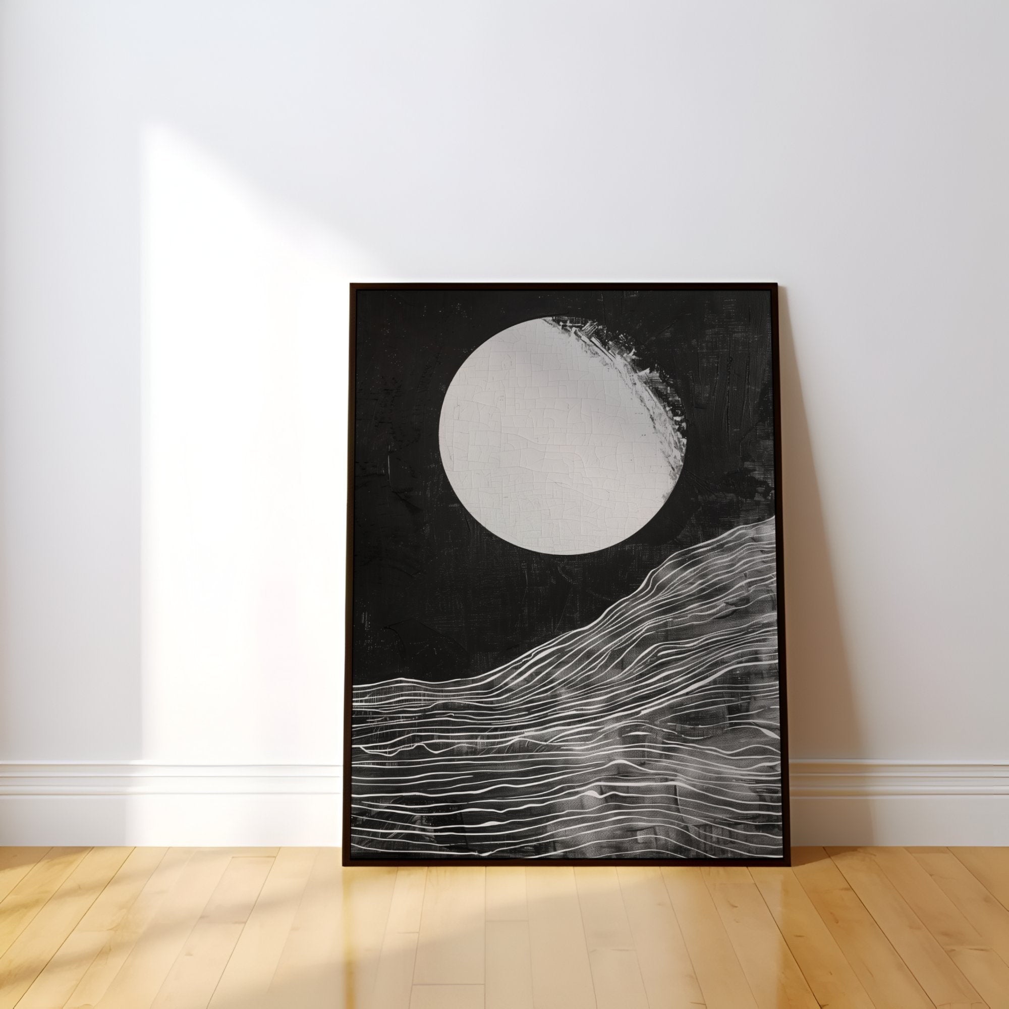Celestial Balance: Abstract Sun and Moon Art Print | Modern Minimalist Boho Wall Decor