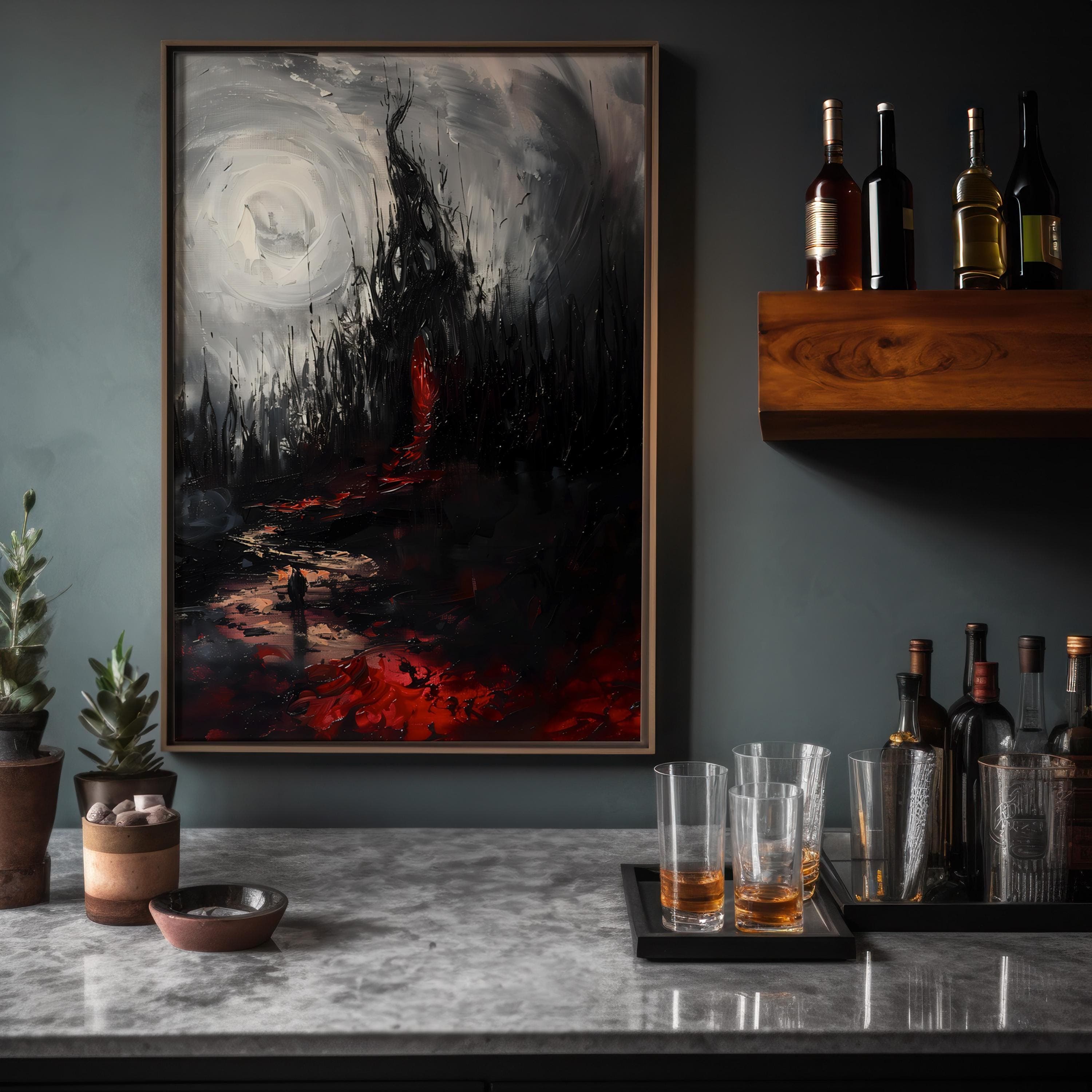 Abstract Charcoal Art: Moody Gothic Wall Decor - Dark & Intense