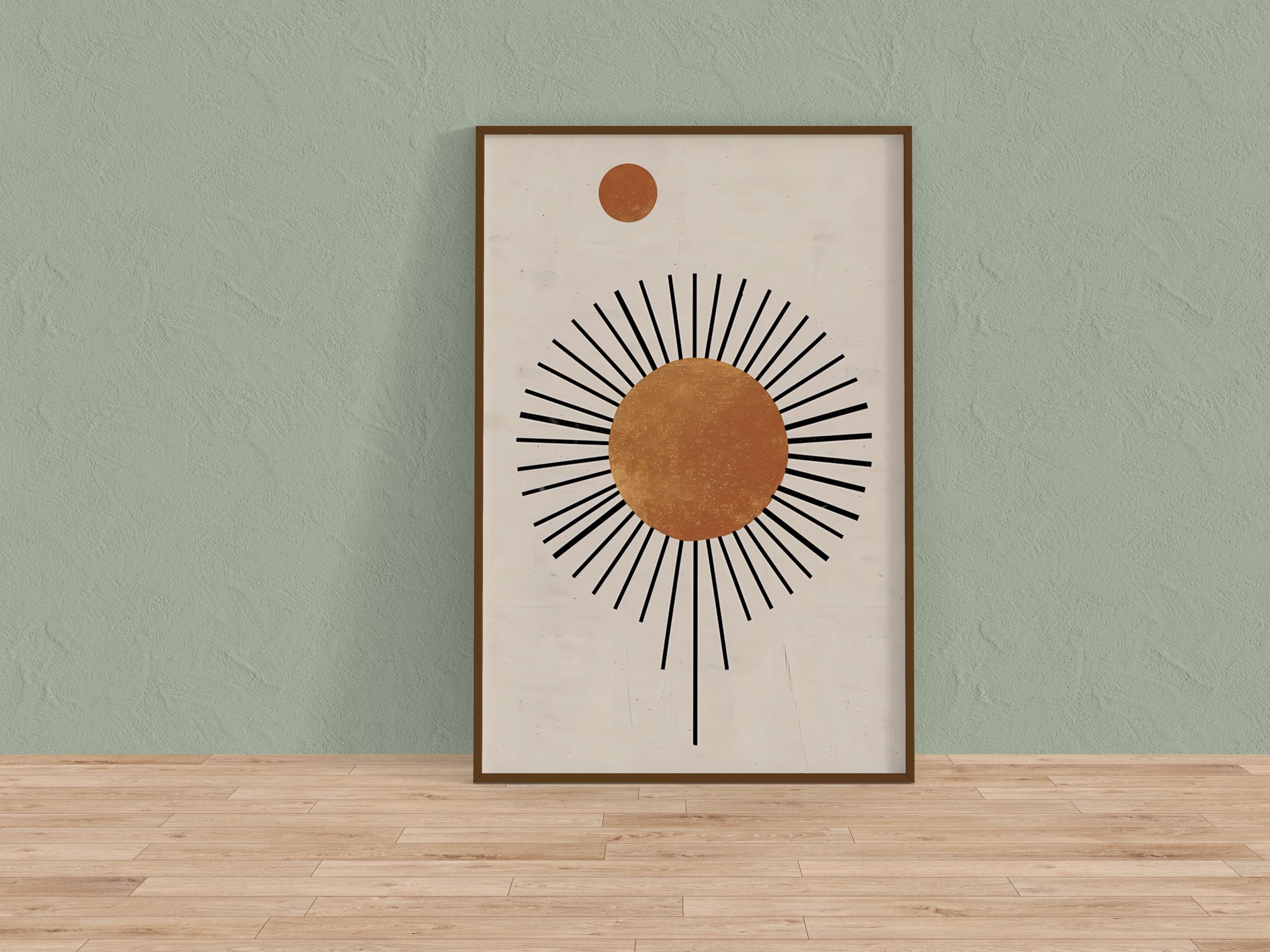 Abstract Sun Illustration: Boho Geometric Design - Minimalist Wall Art