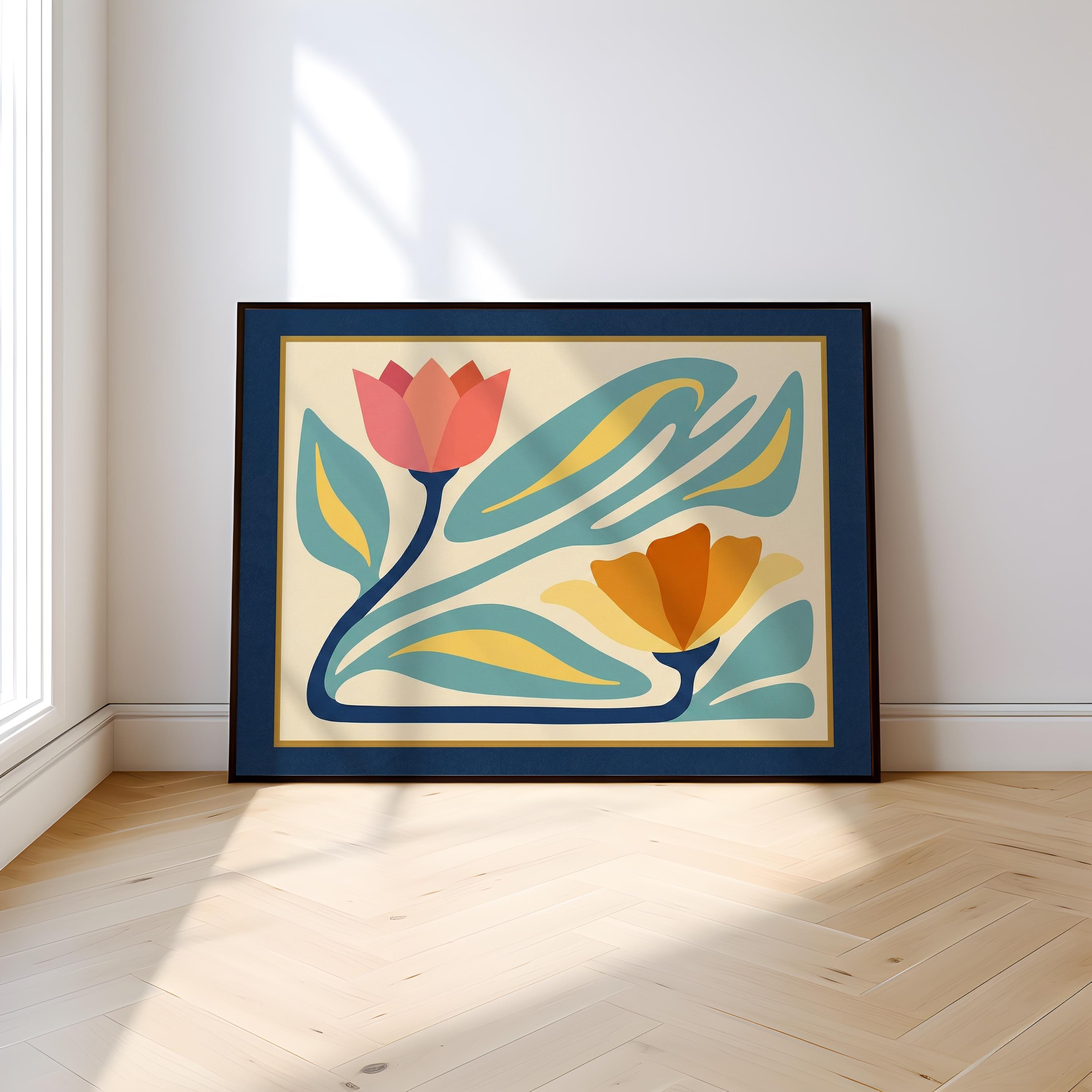 Tulip Wall Art: Danish Pastel Floral - Mid Century Modern Style