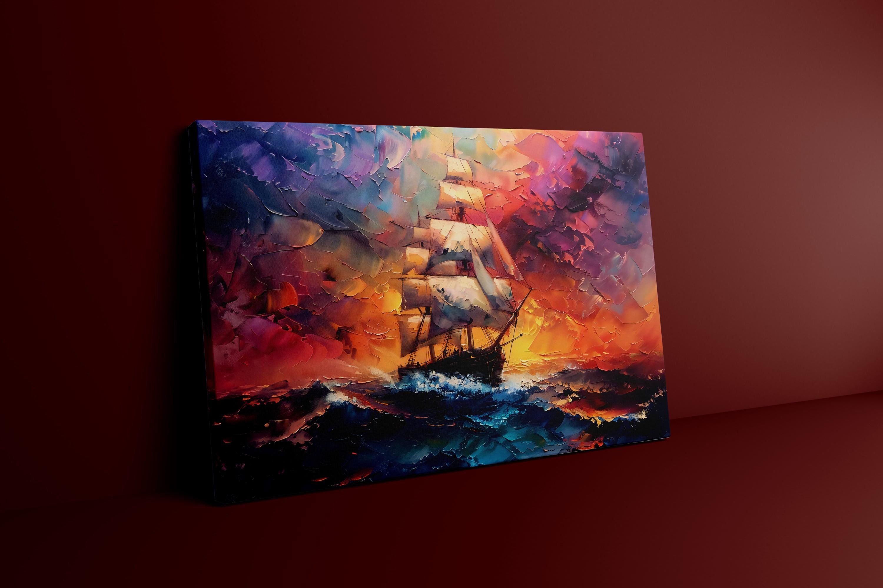 The Fire Ship: Dramatic Sailing Adventure Art | Supernatural & Otherworldly Seascape