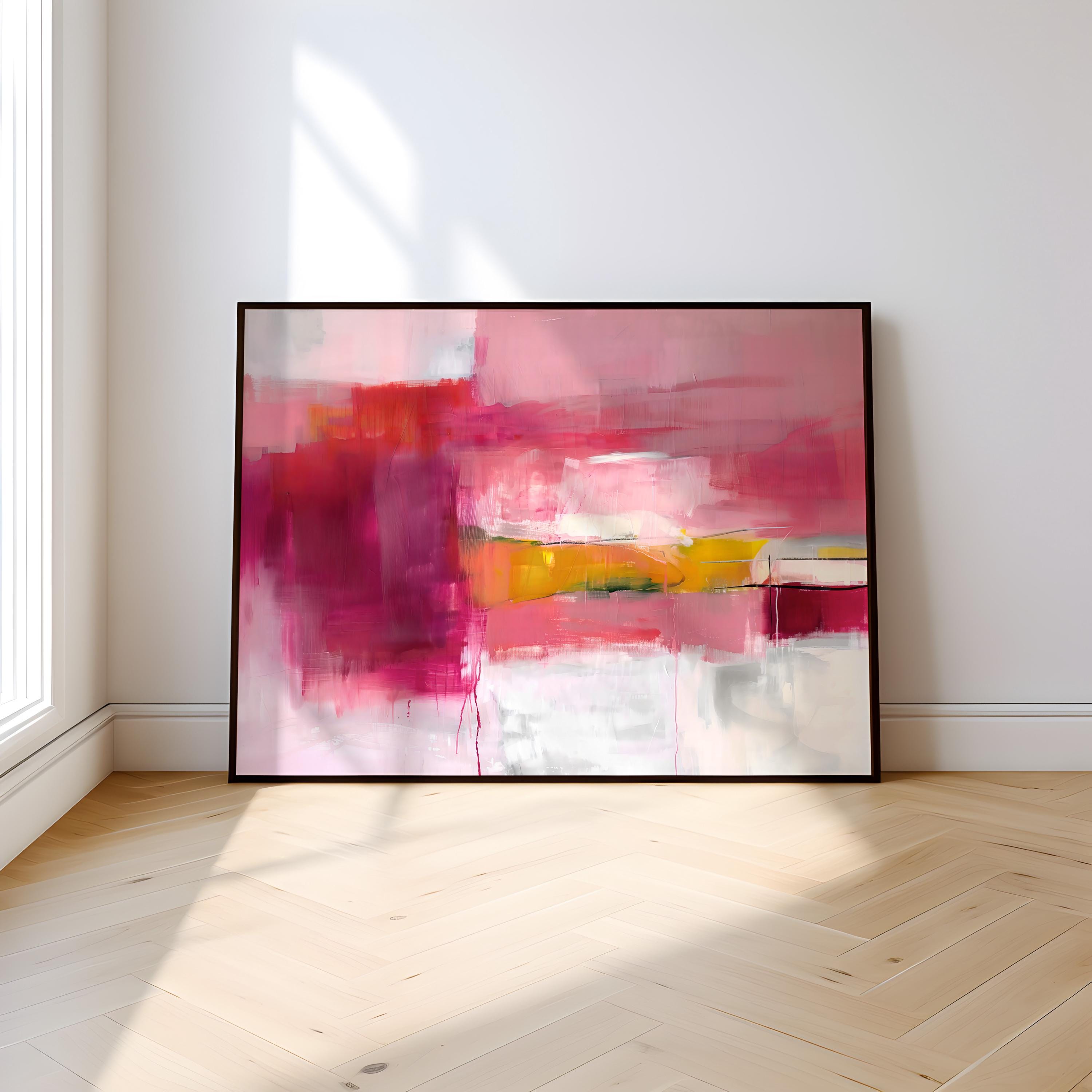 Vibrant Energy: Expressive Abstract Canvas Art in Pink & Red | Modern Statement Wall Decor