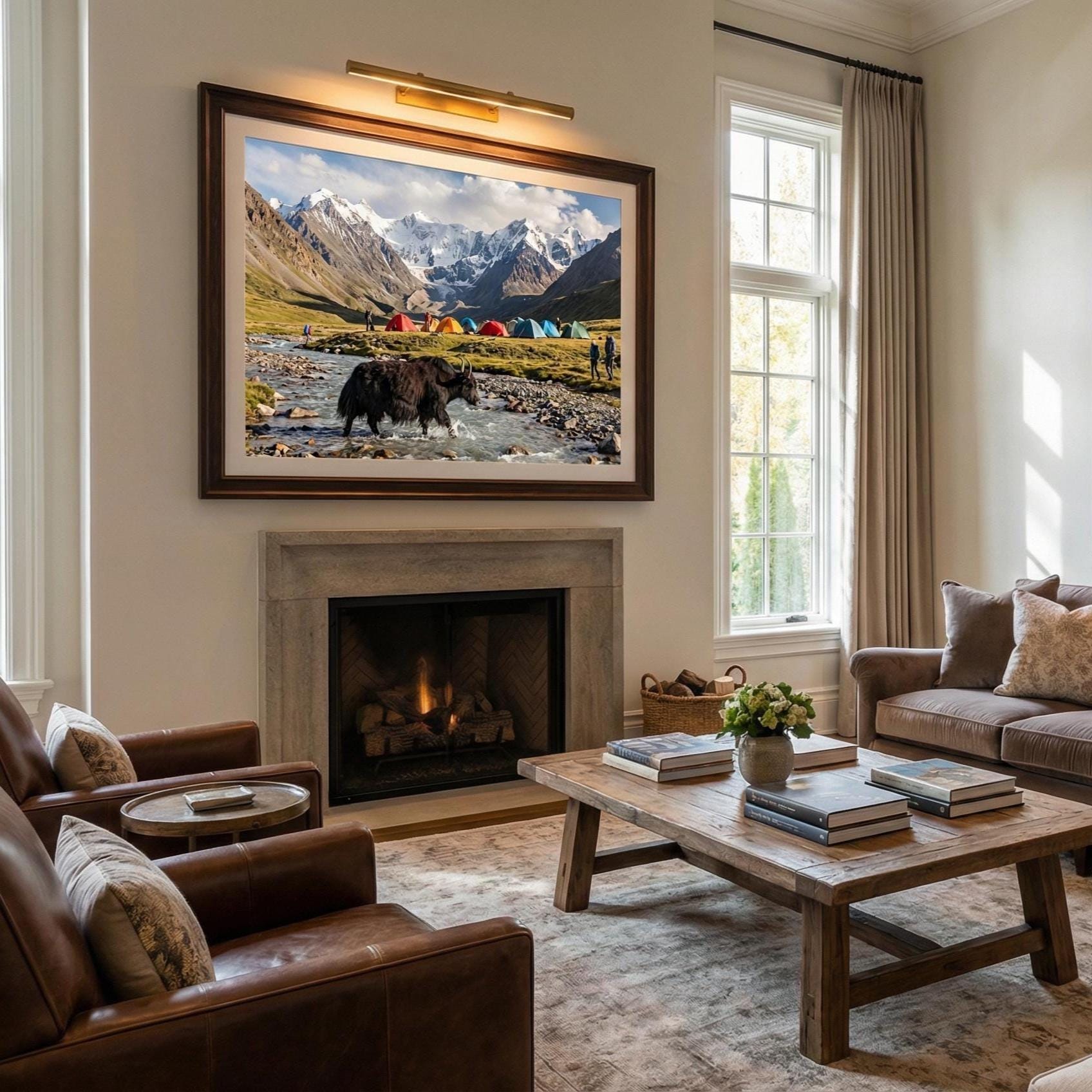 Bull Crossing River Print: Landscape Wall Art (Framed or Canvas)