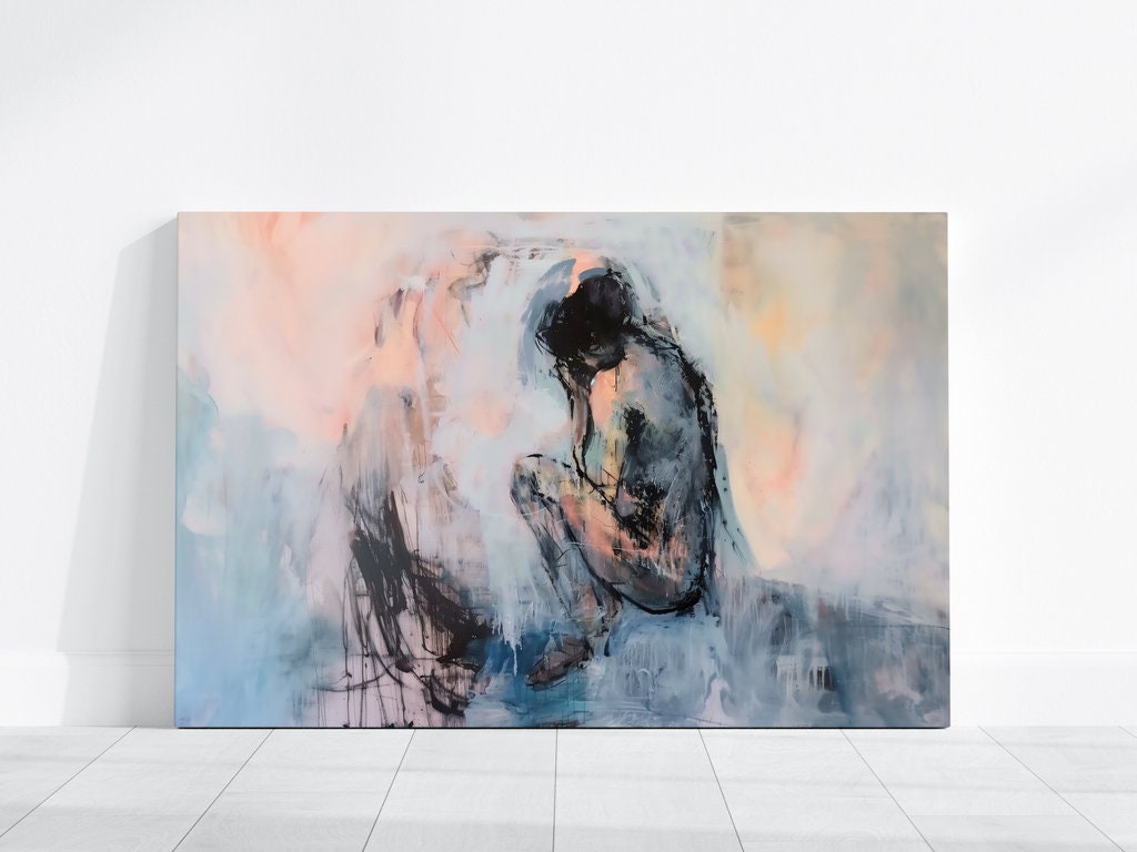 The Interior: Contemplative Woman Abstract Portrait | Serene & Introspective Wall Art