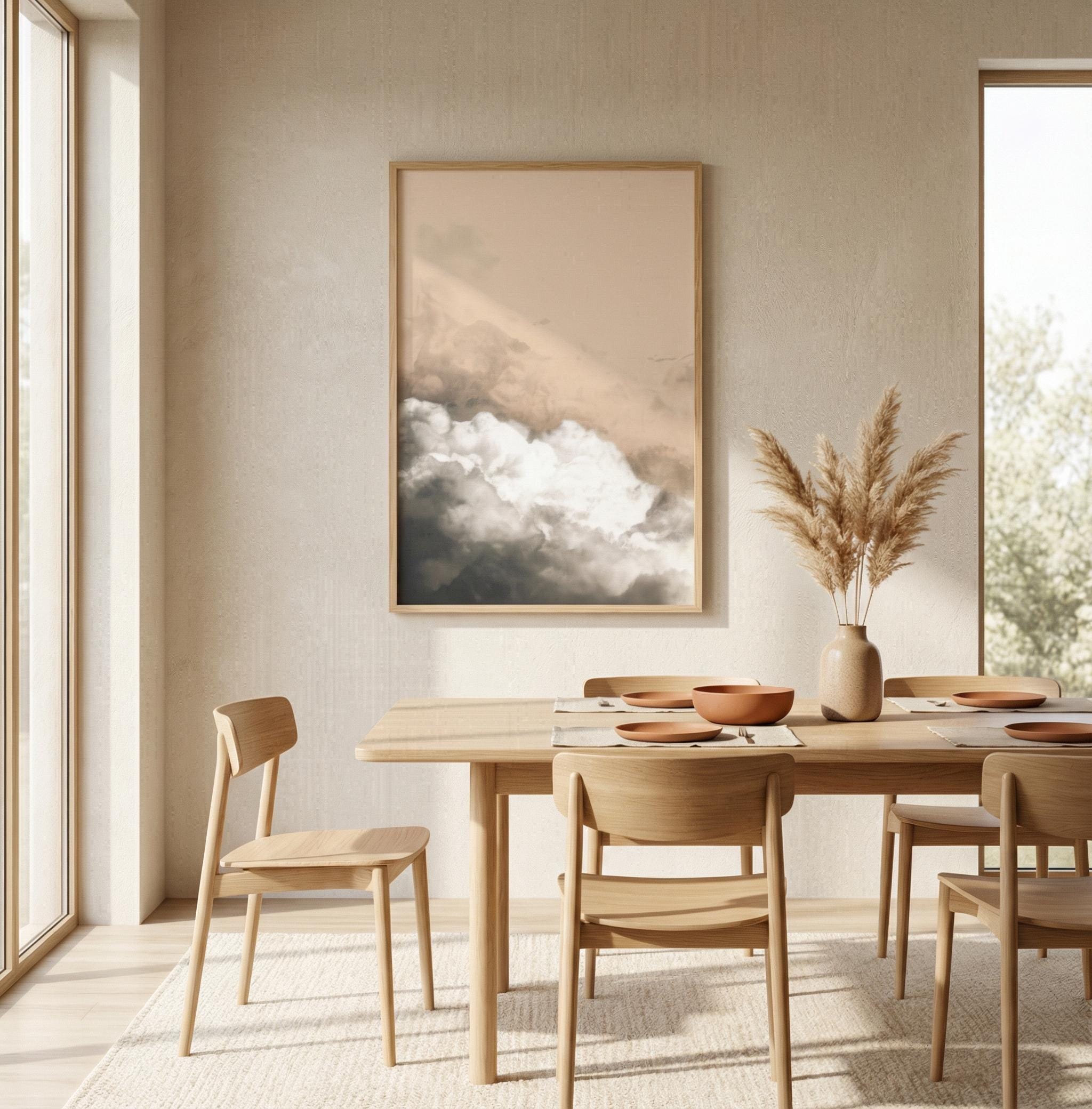 Minimalist Wall Art: Beige Clouds Abstract - Soft, Serene Decor