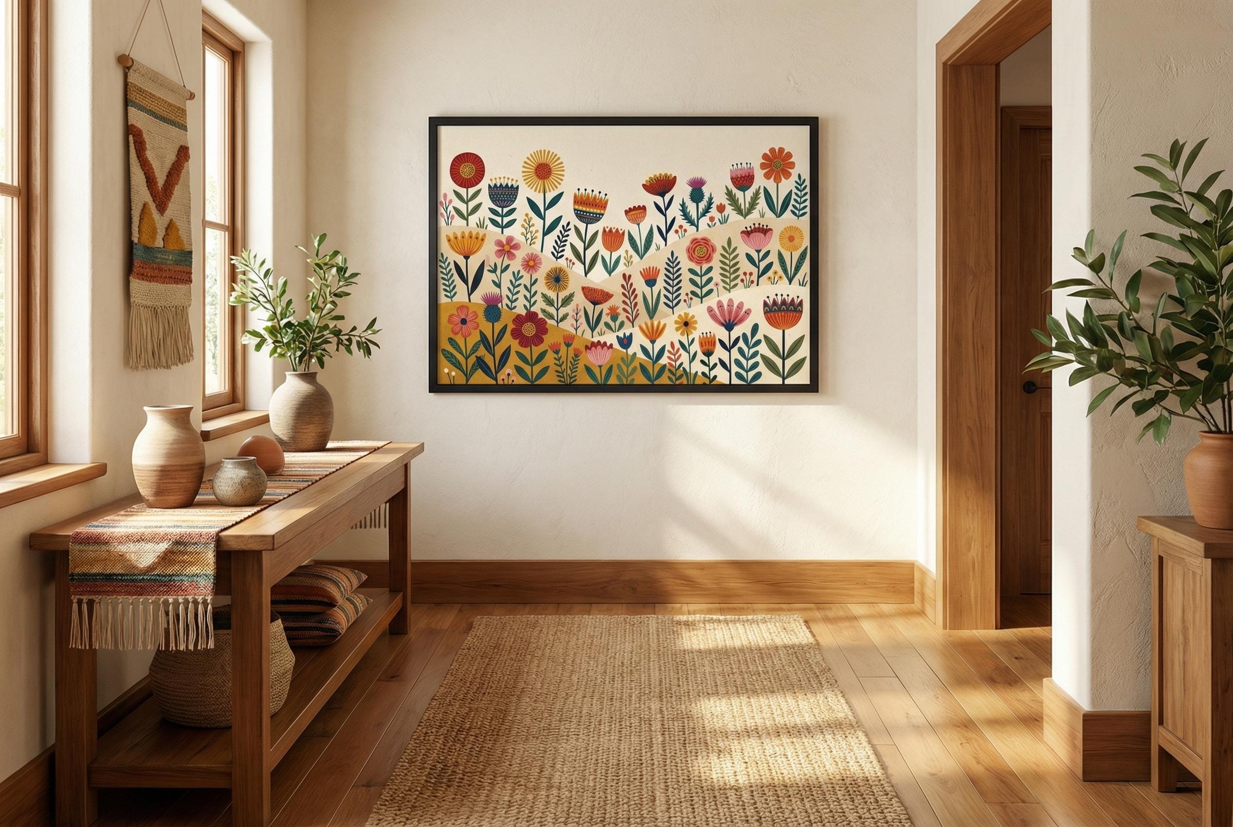 Flower Wall Art Print: Minimalist Botanical Decor (Framed or Canvas)