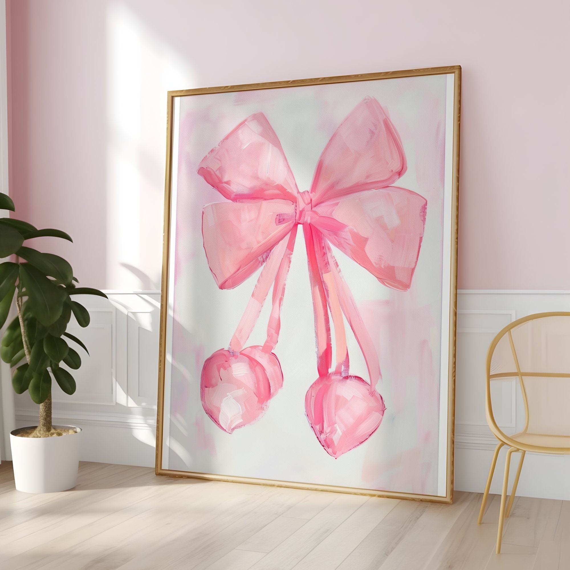 The Coquette: Trendy Pink Bows Watercolor Art | Chic Preppy & Girly Wall Decor
