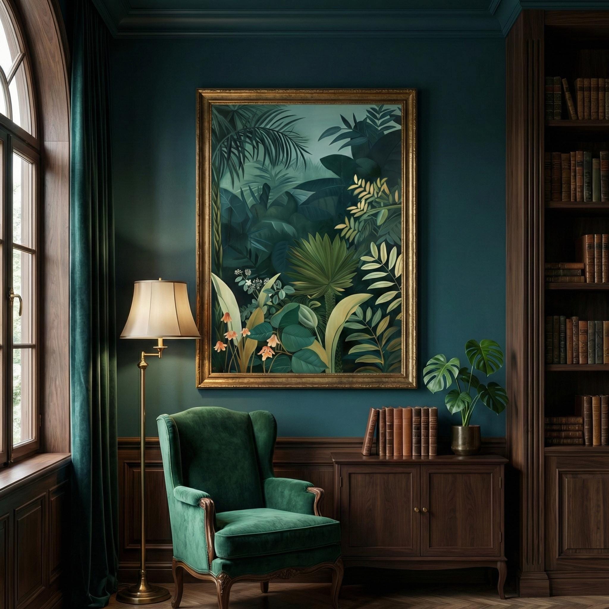 Minimalist Green Abstract Art: Large Arch Painting for Modern Walls