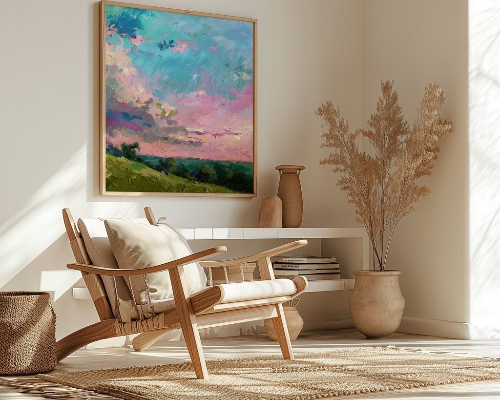 Dreamscape Horizon: Vibrant Abstract Landscape Canvas Art | Colorful & Expressive Wall Decor