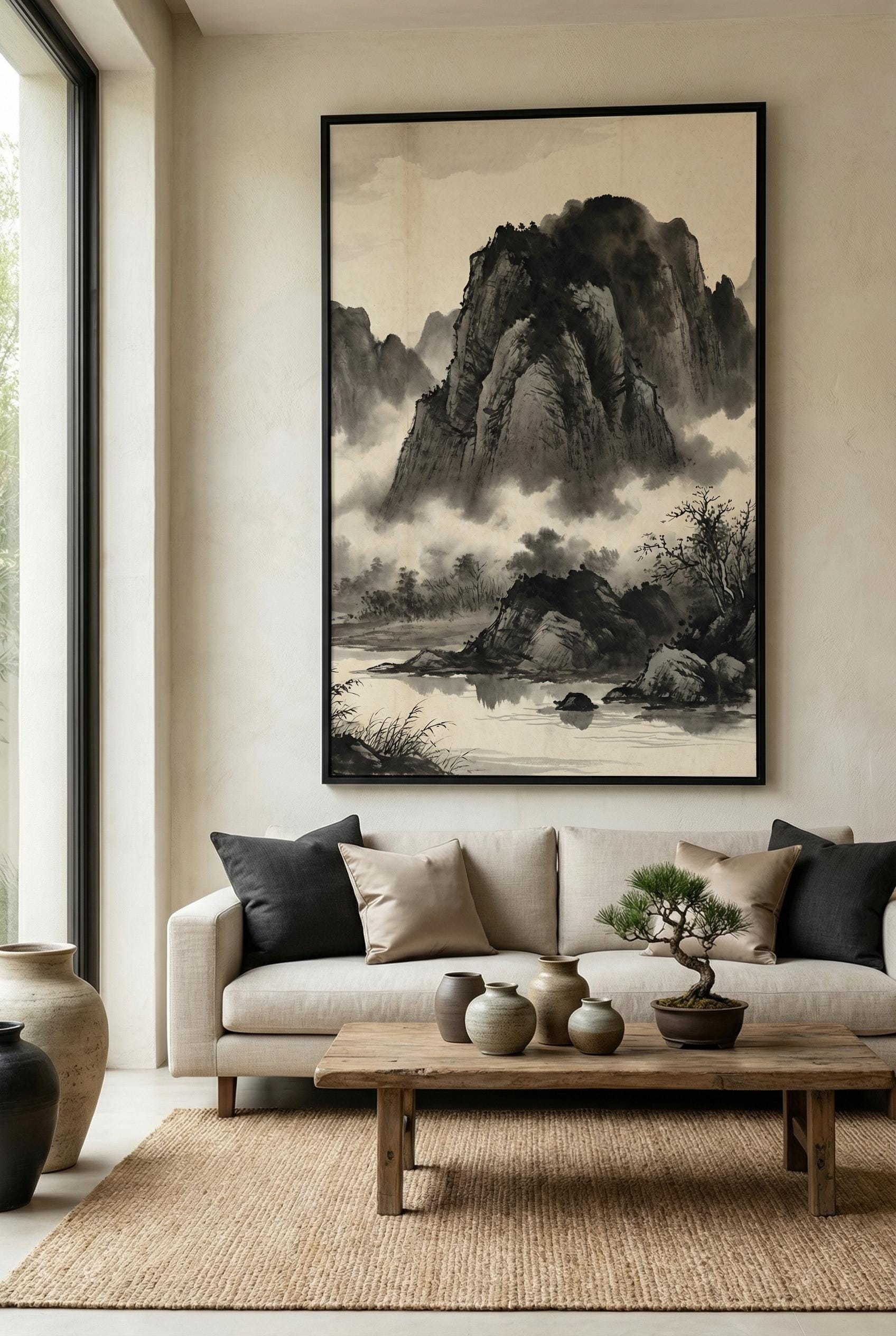 Japanese Mountain Wall Art - Nature Landscape Print for Home