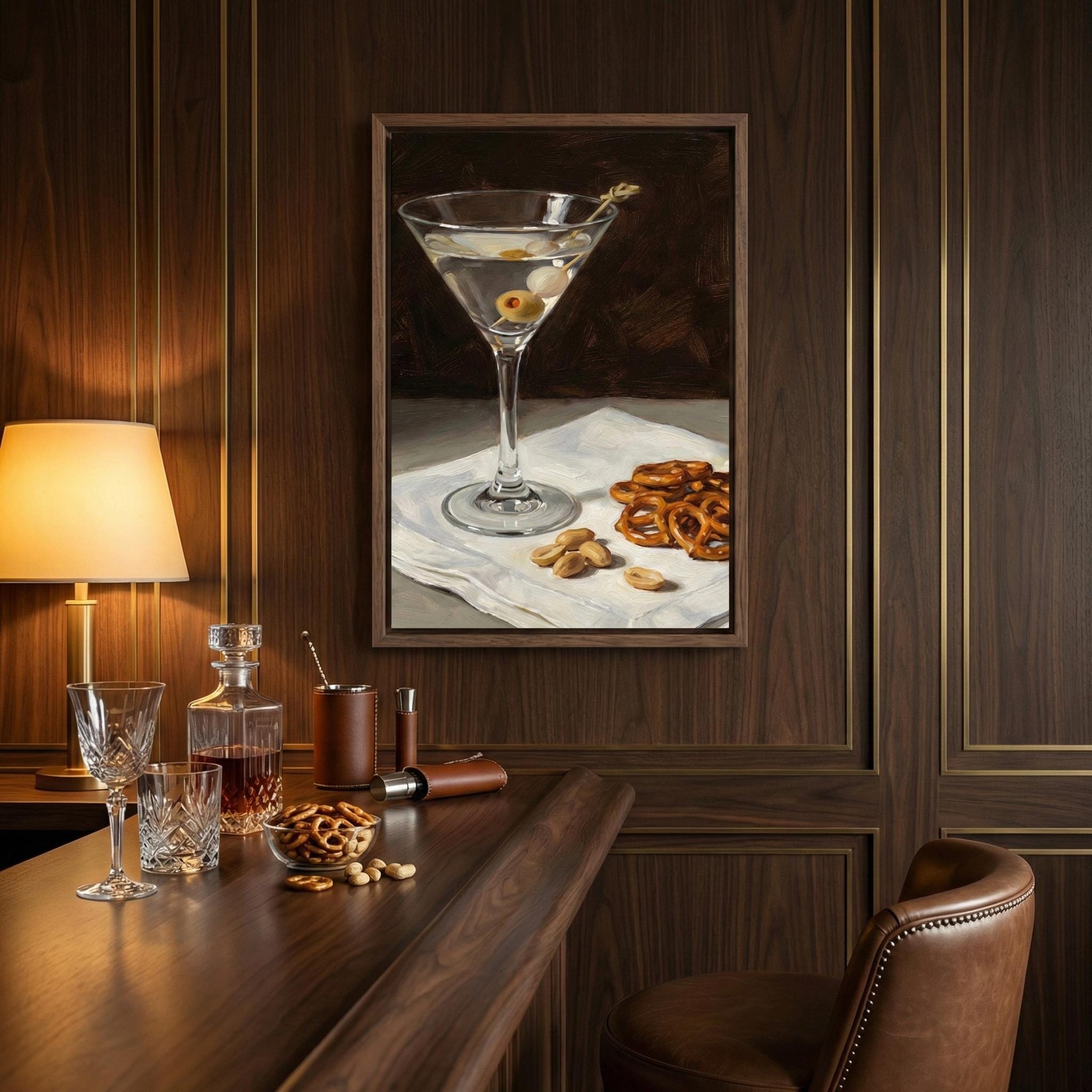Dirty Martini Wall Decor: Moody Bar Cart Scene (Print or Canvas)