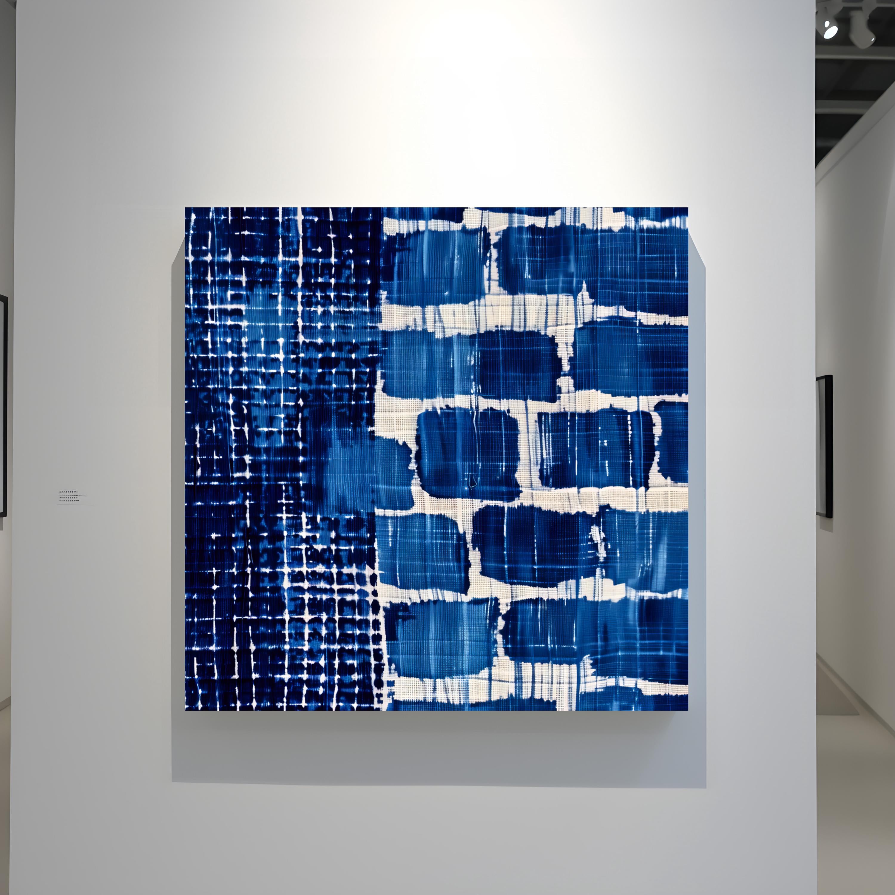 Serene Indigo Flow: Modern Shibori-Inspired Canvas Art | Blue and White Abstract Decor