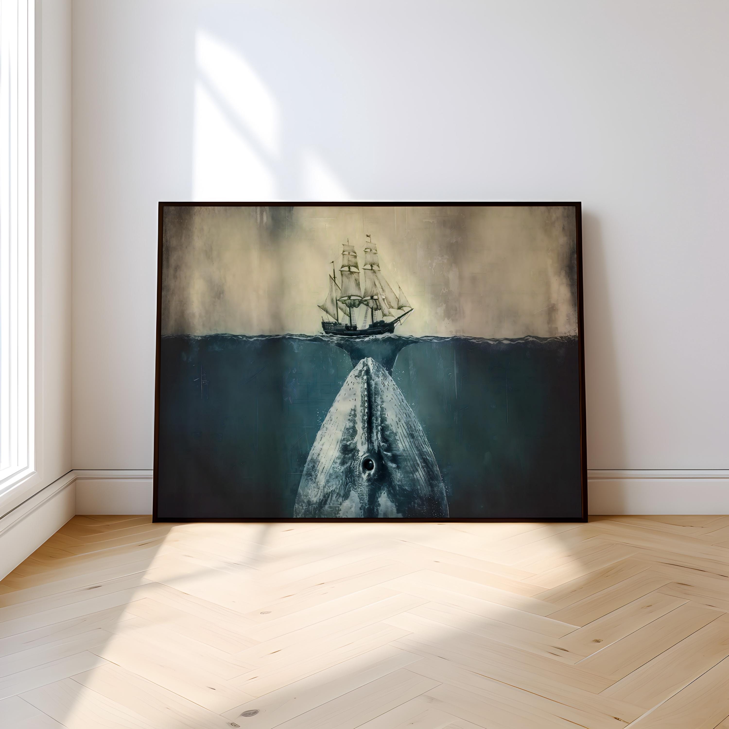 The Leviathan: Whale & Sailing Ship Art | Moody, Mysterious & Contemplative Ocean Decor