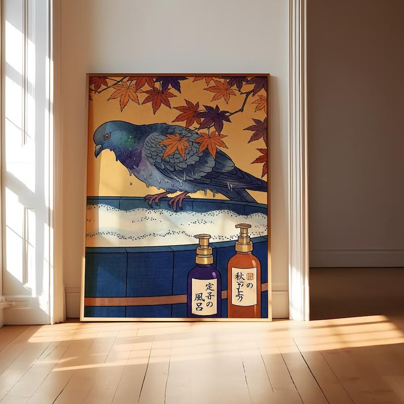 Food Wall Art: Hot Dog and Wine - Humorous Kitchen Decor