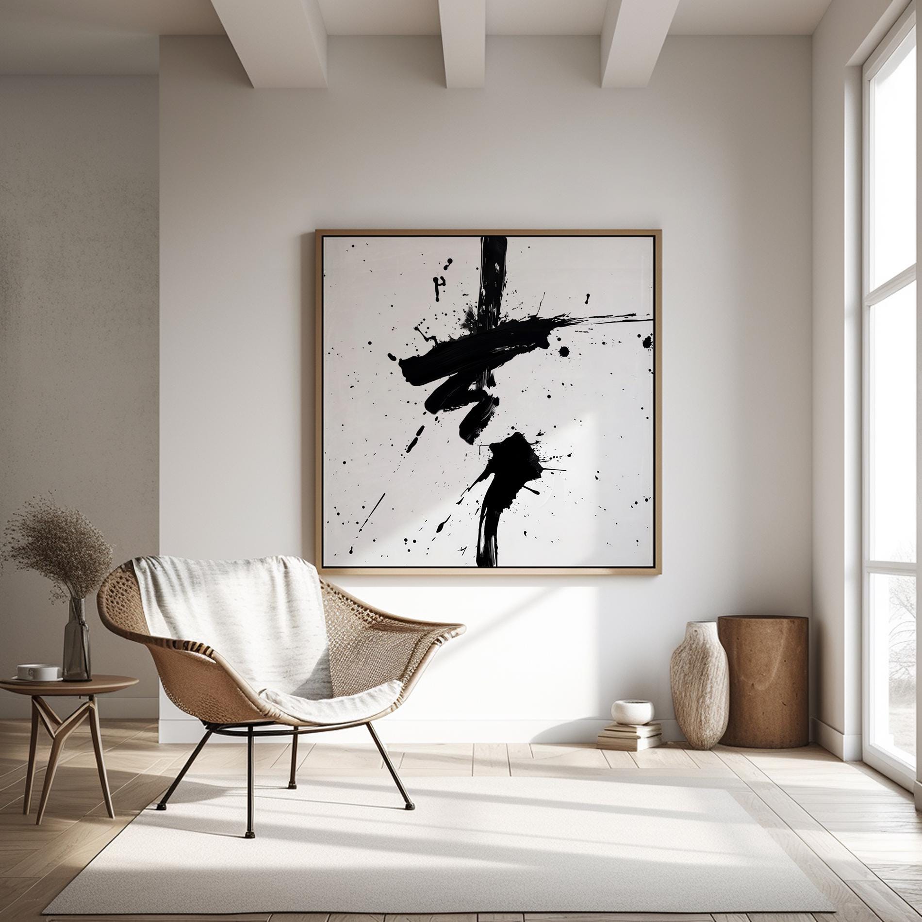Emerald Peacock Wall Art: Minimalist Japanese-Inspired Green Decor