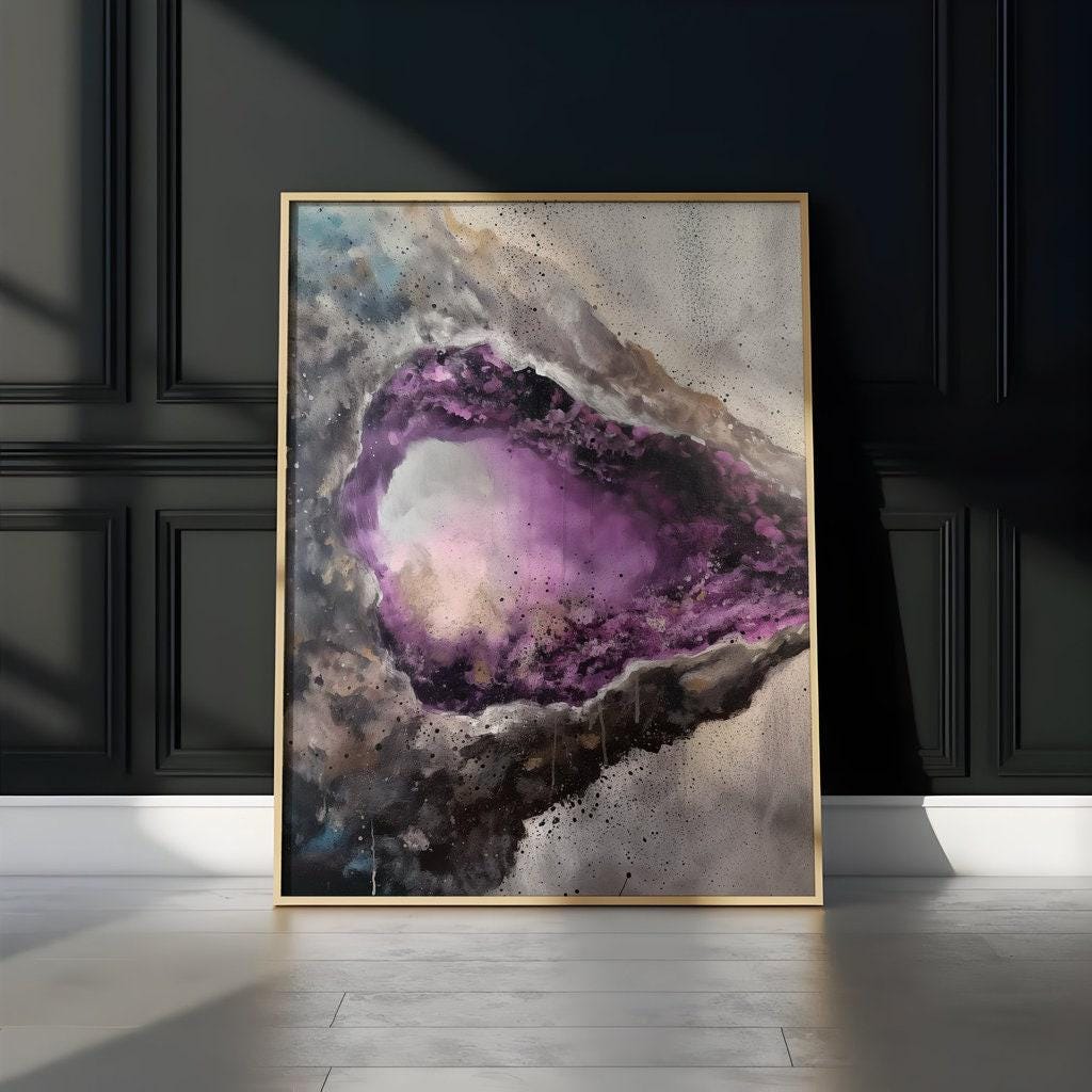 Radiant Geode Abstract Canvas Art | Elegant Blue & Gold Crystal Wall Decor