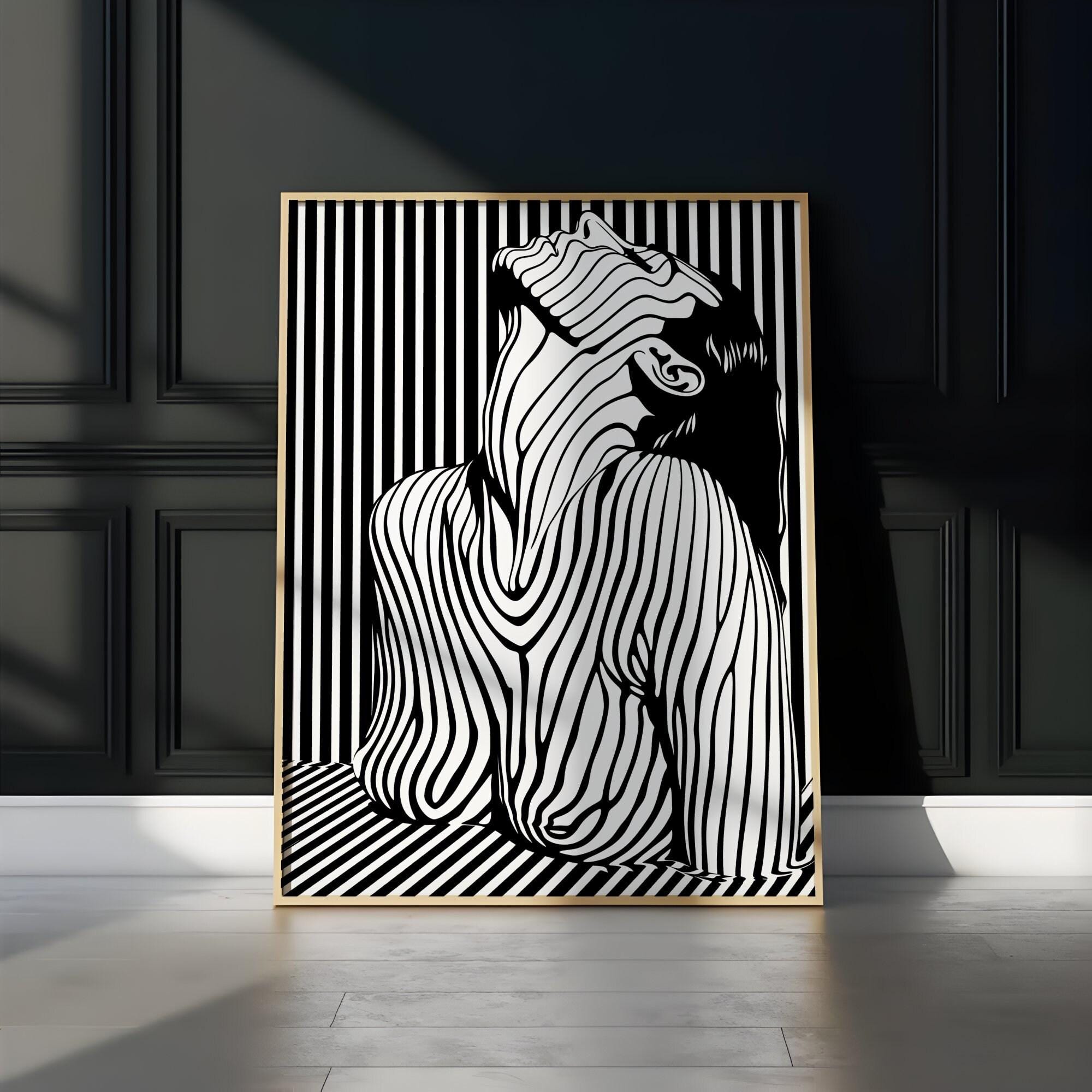 Canvas Art, Monochrome Marvel: Apollonia Saintclair Inspired Line Art Immersive Live Art