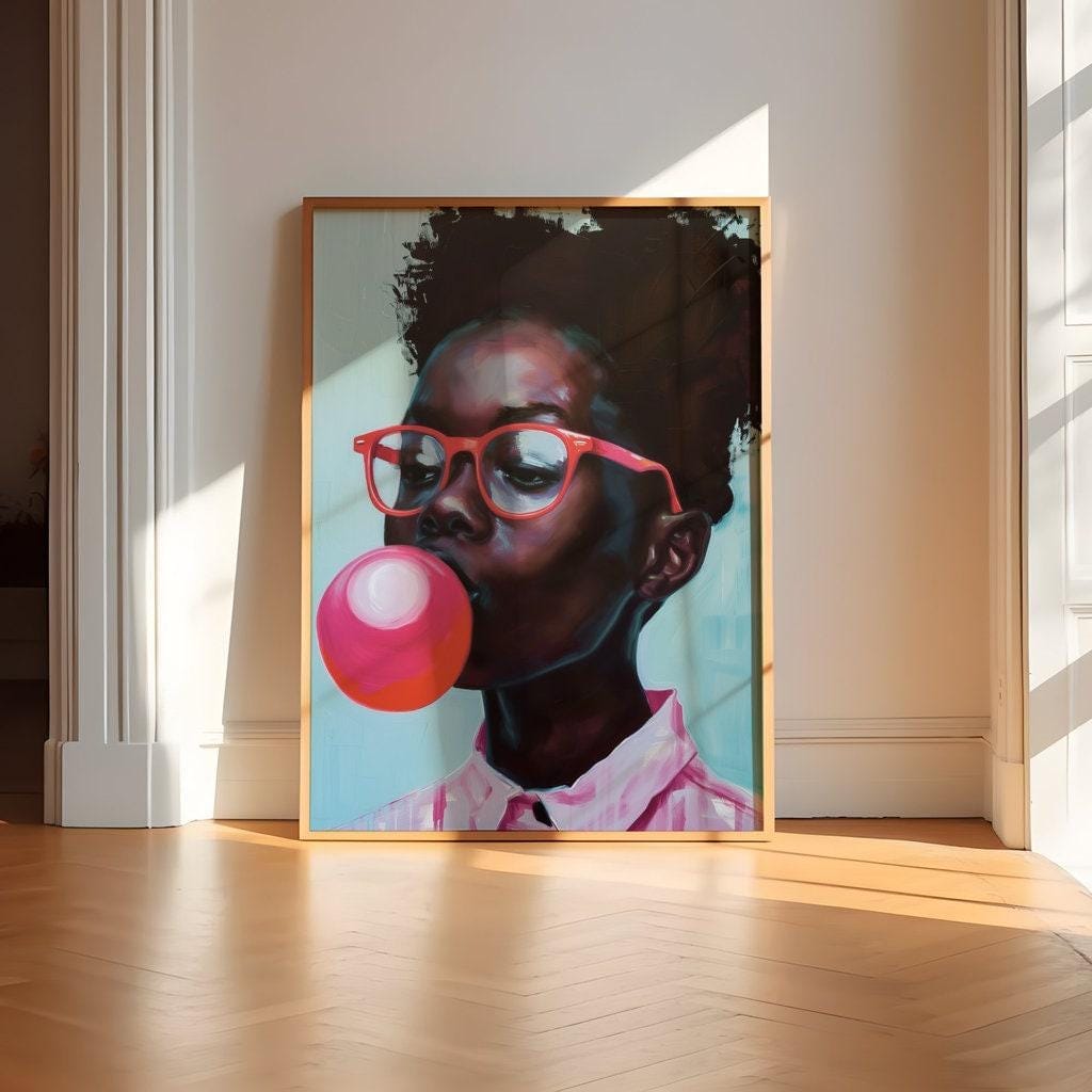 Bold Identity Print: Confident Girl with Glasses (Canvas or Matte Paper)