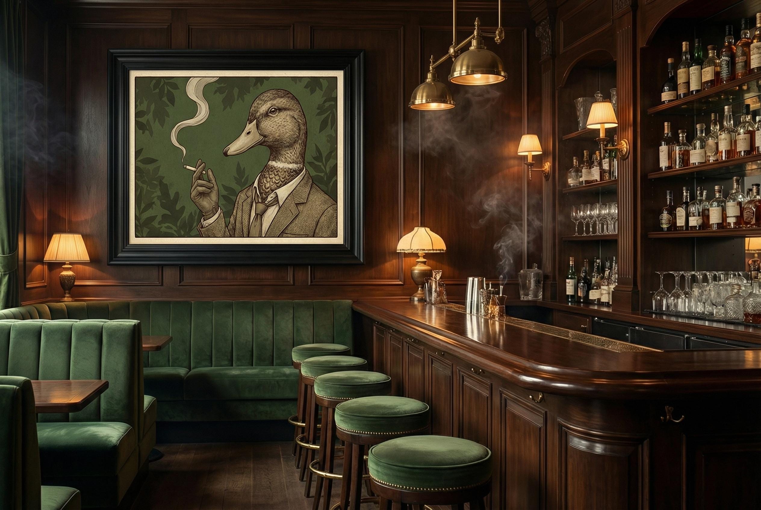 Duck Smoking in Tux Wall Art - Mystical Animal Home Decor