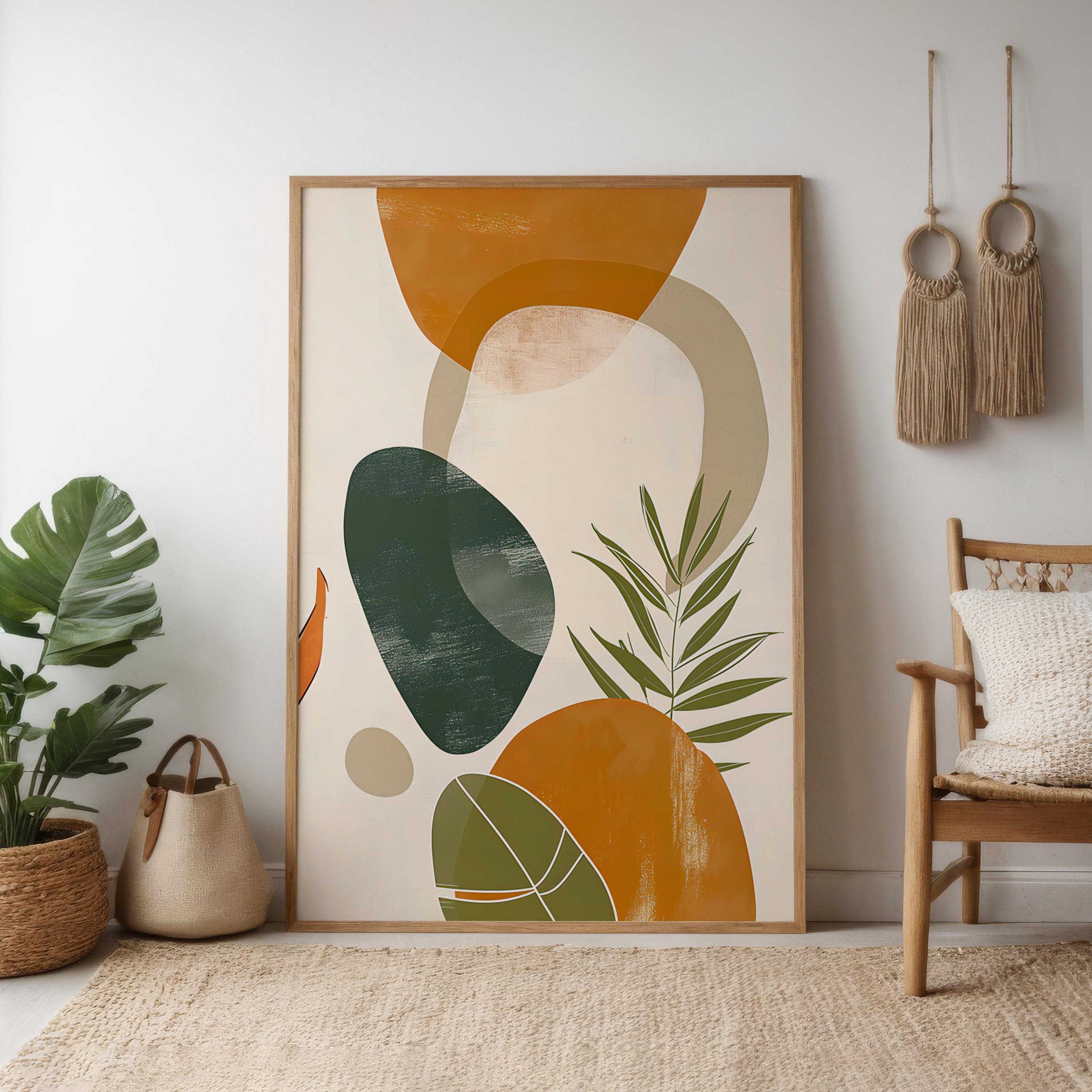 Tropical Rhythms: Mid-Century Modern Abstract Leaf Art | Boho Chic Wall Decor