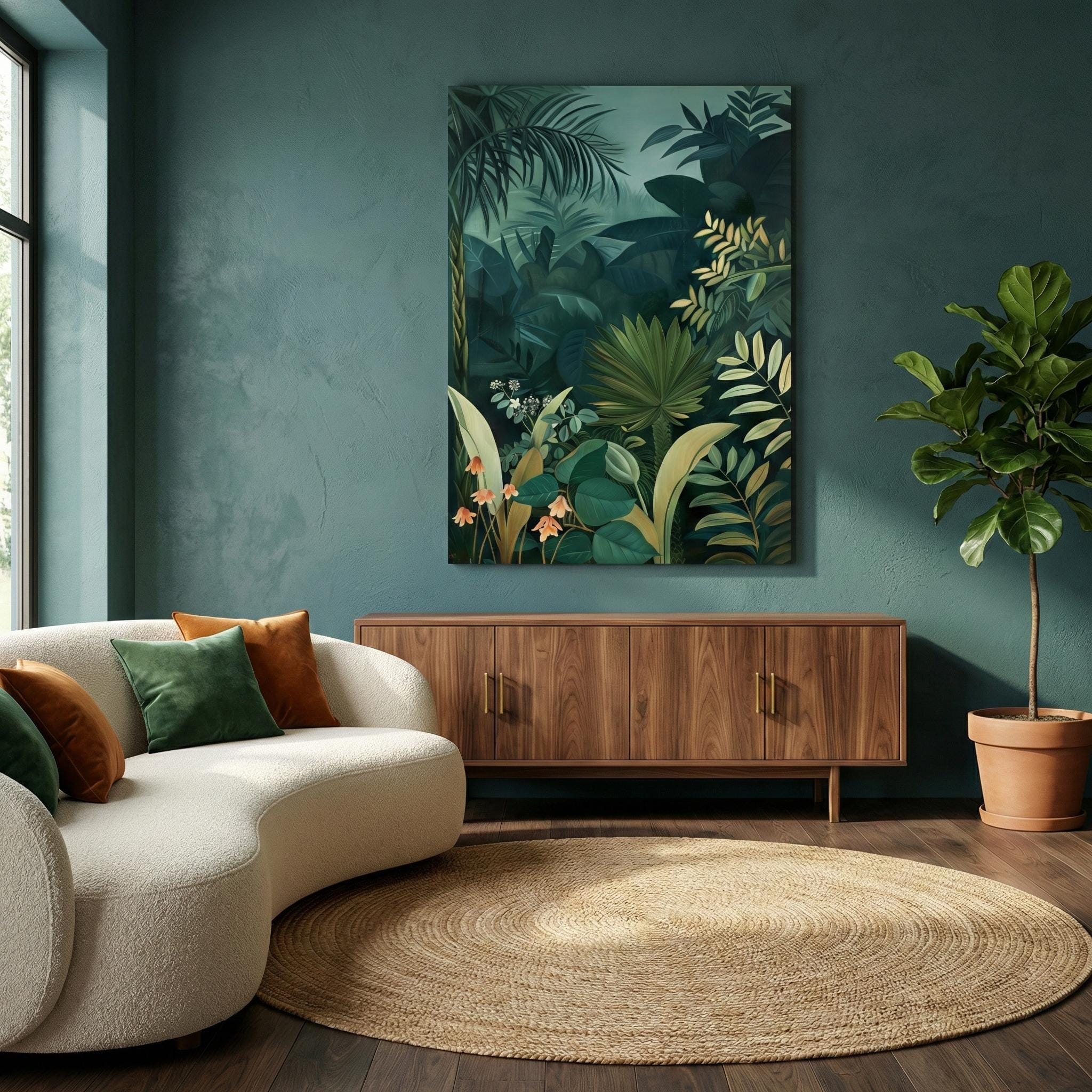 Minimalist Green Abstract Art: Large Arch Painting for Modern Walls