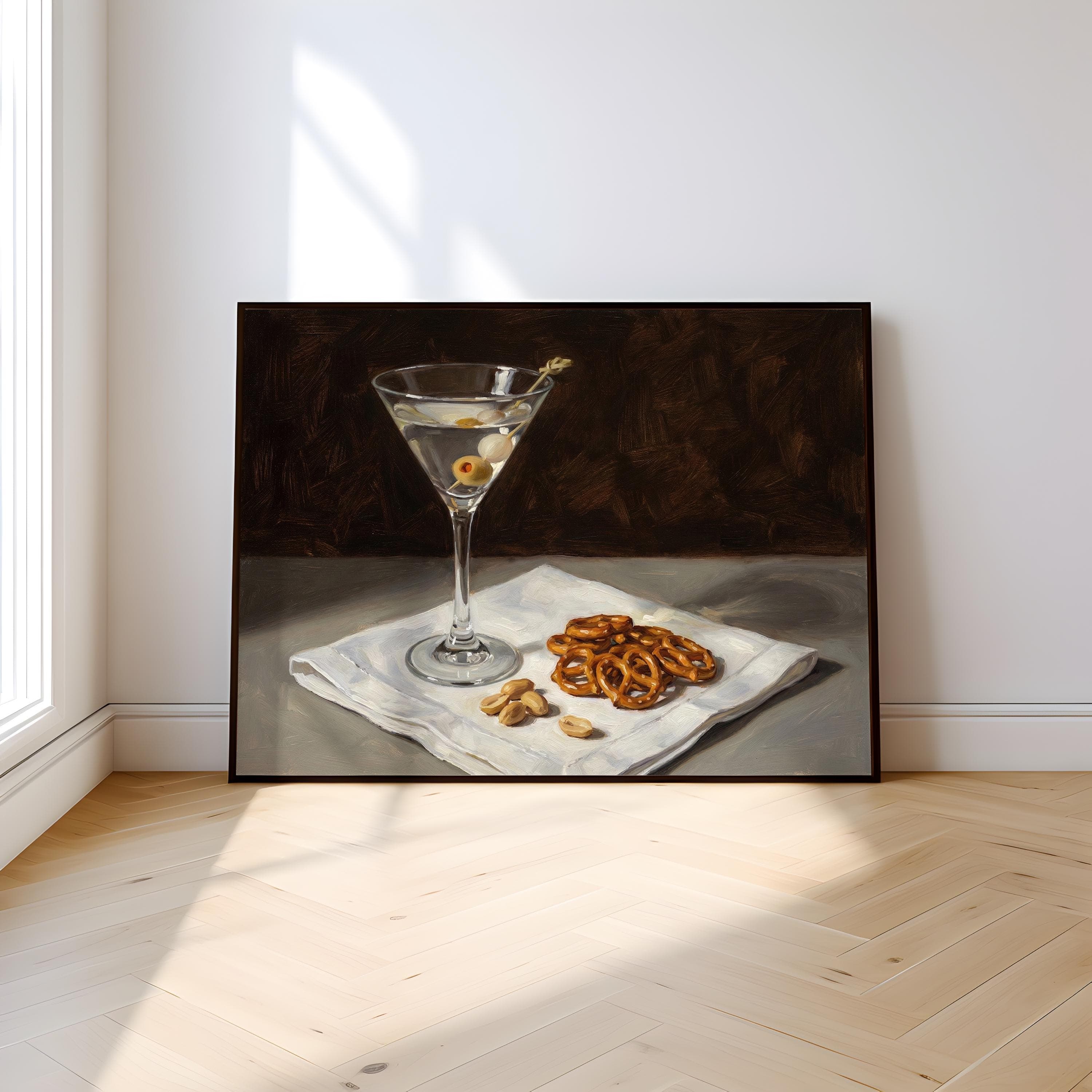 Dirty Martini Wall Decor: Moody Bar Cart Scene (Print or Canvas)