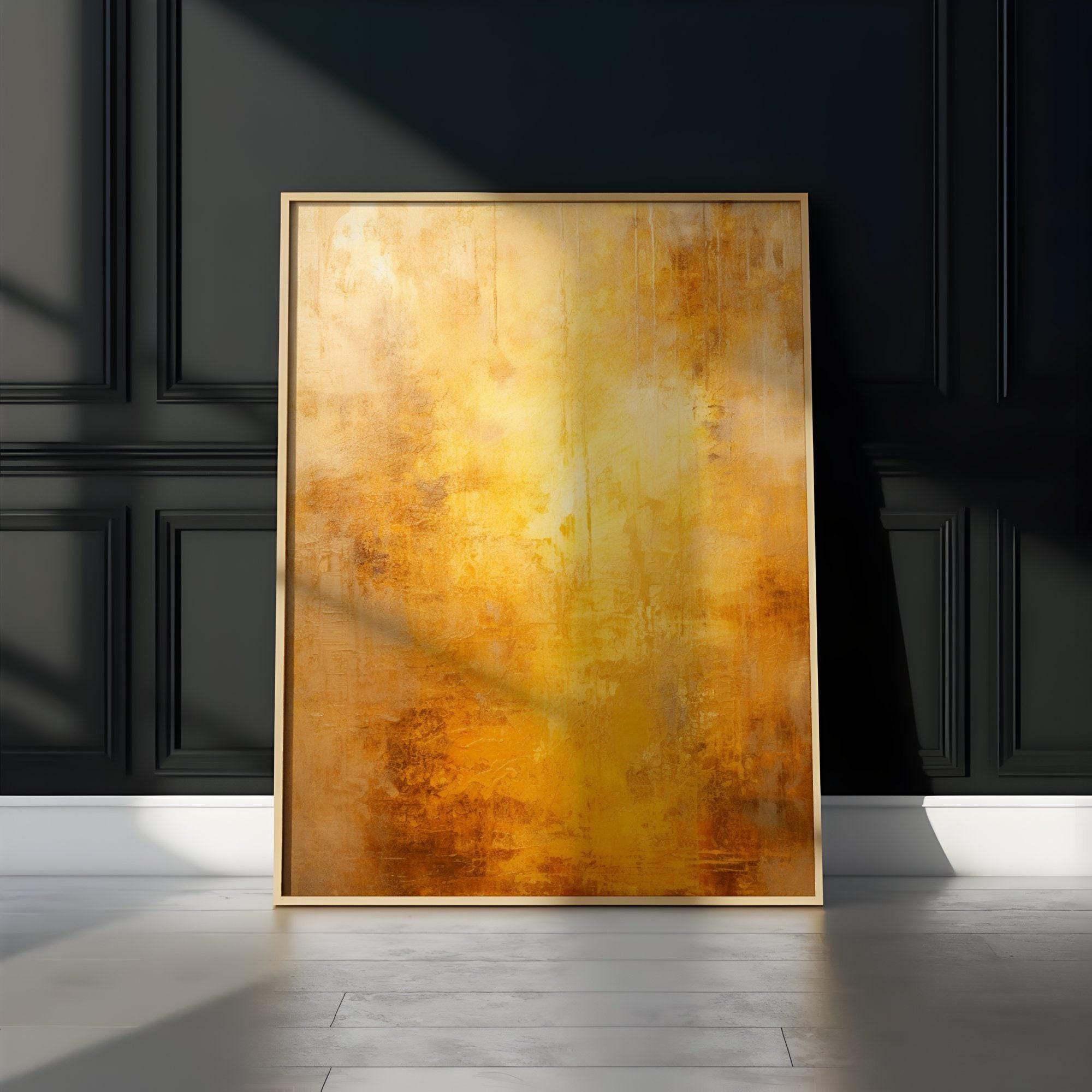 Abstract Sunlight Wall Art: Gold and Yellow - Modern Farmhouse Style