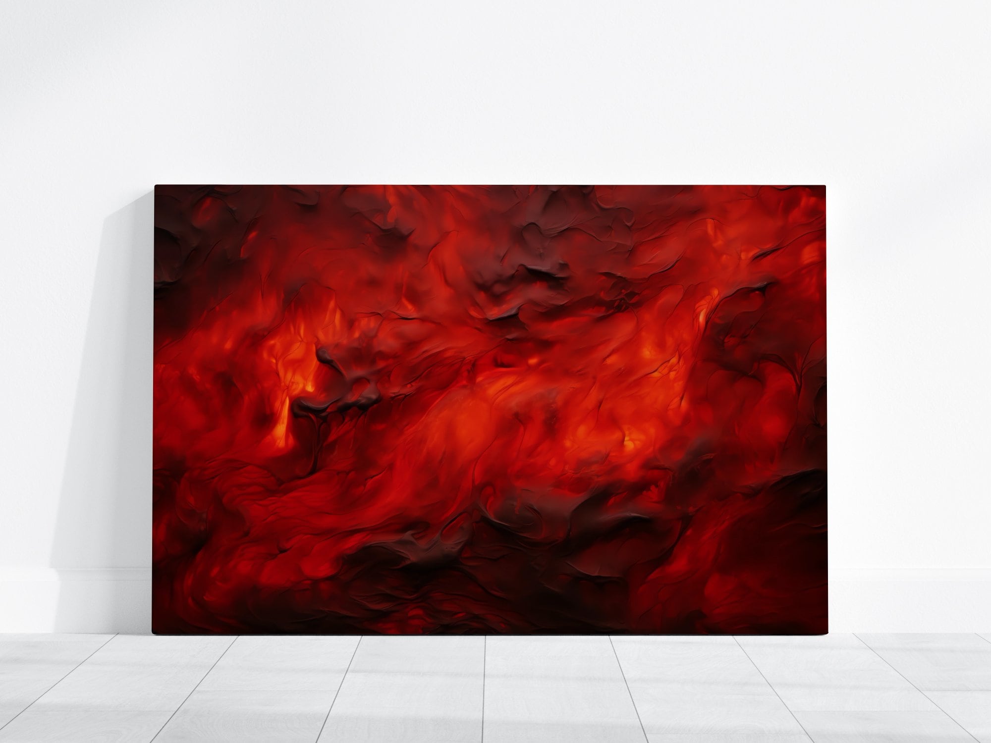 Fiery Essence: Red & Orange Abstract Art | Vibrant, Energetic Wall Decor