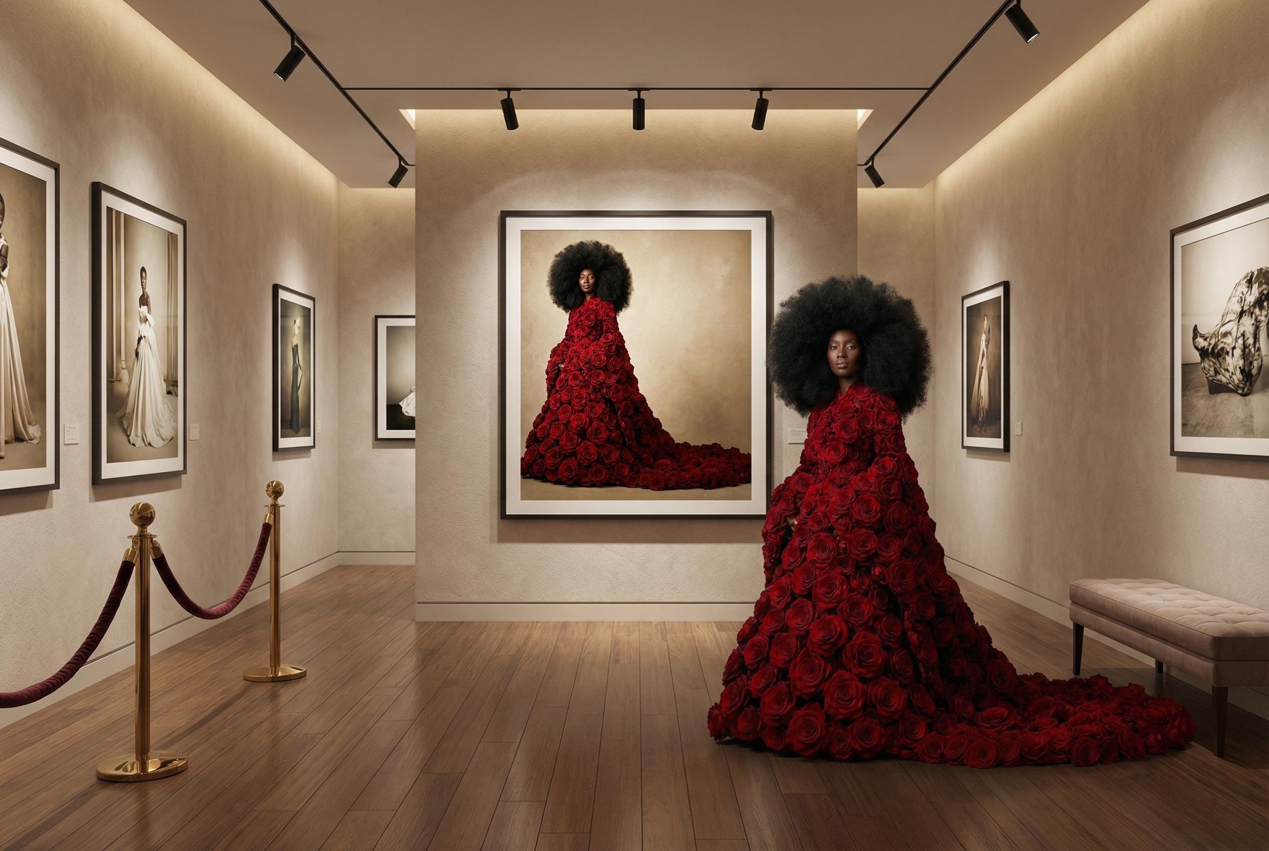 Flower Dress Wall Art: Black Woman Portrait (Framed or Canvas)
