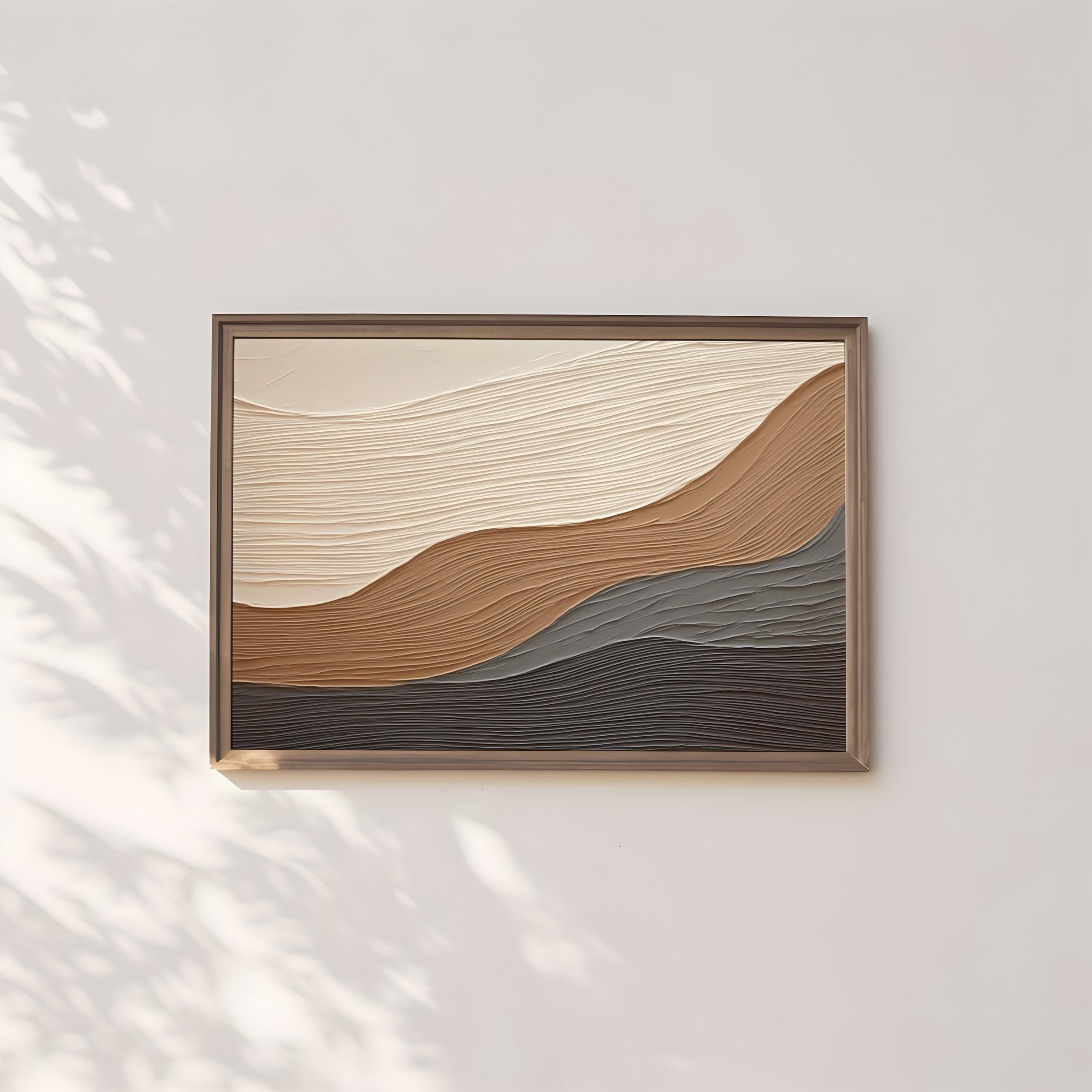 Earthen Waves: Minimalist Ocean Art Print | Framed Earth-Tone Wall Decor