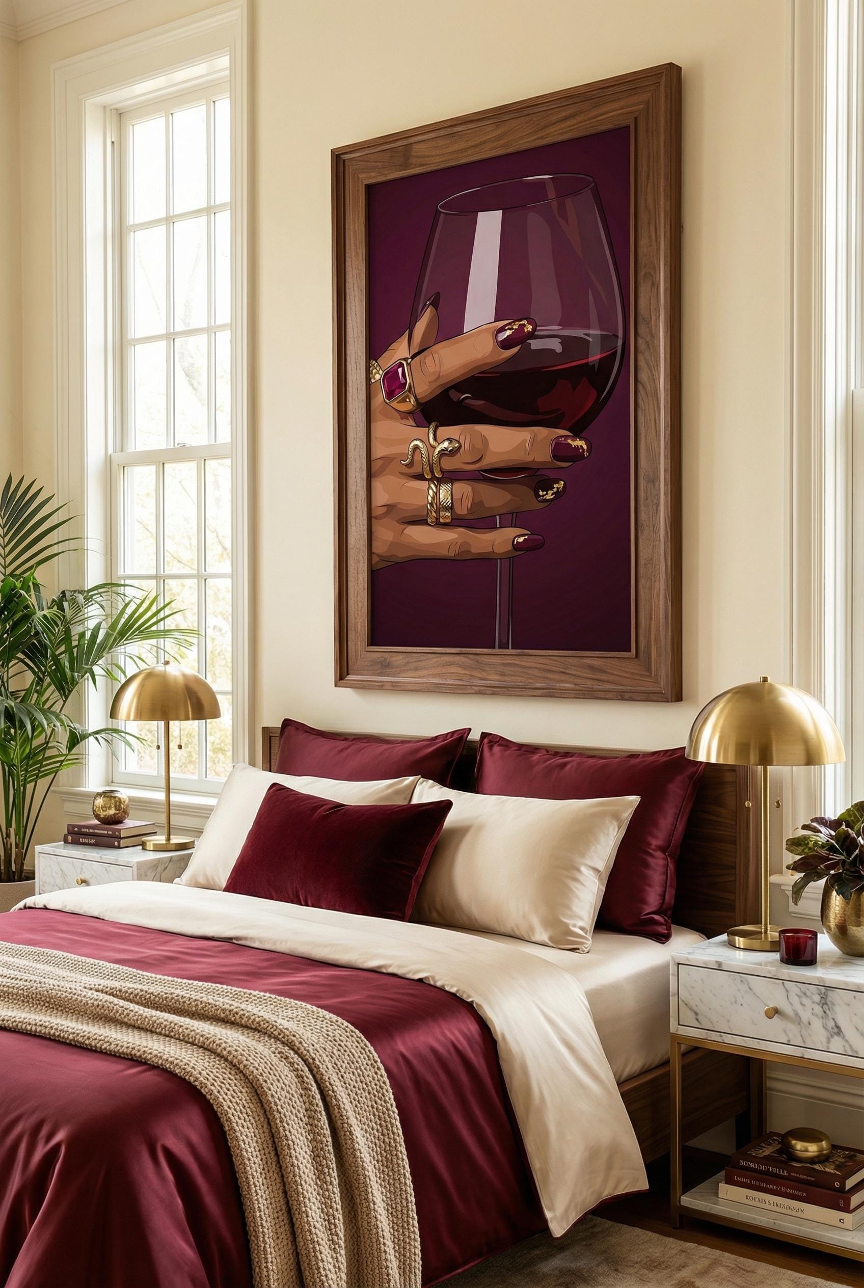 Cup of Wine Wall Art Print: Modern Home and Bar Decor