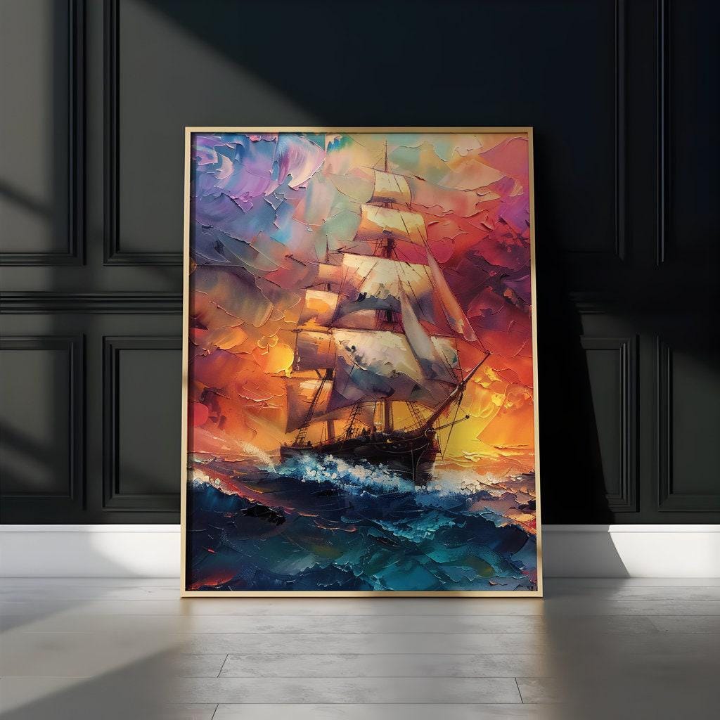 The Fire Ship: Dramatic Sailing Adventure Art | Supernatural & Otherworldly Seascape