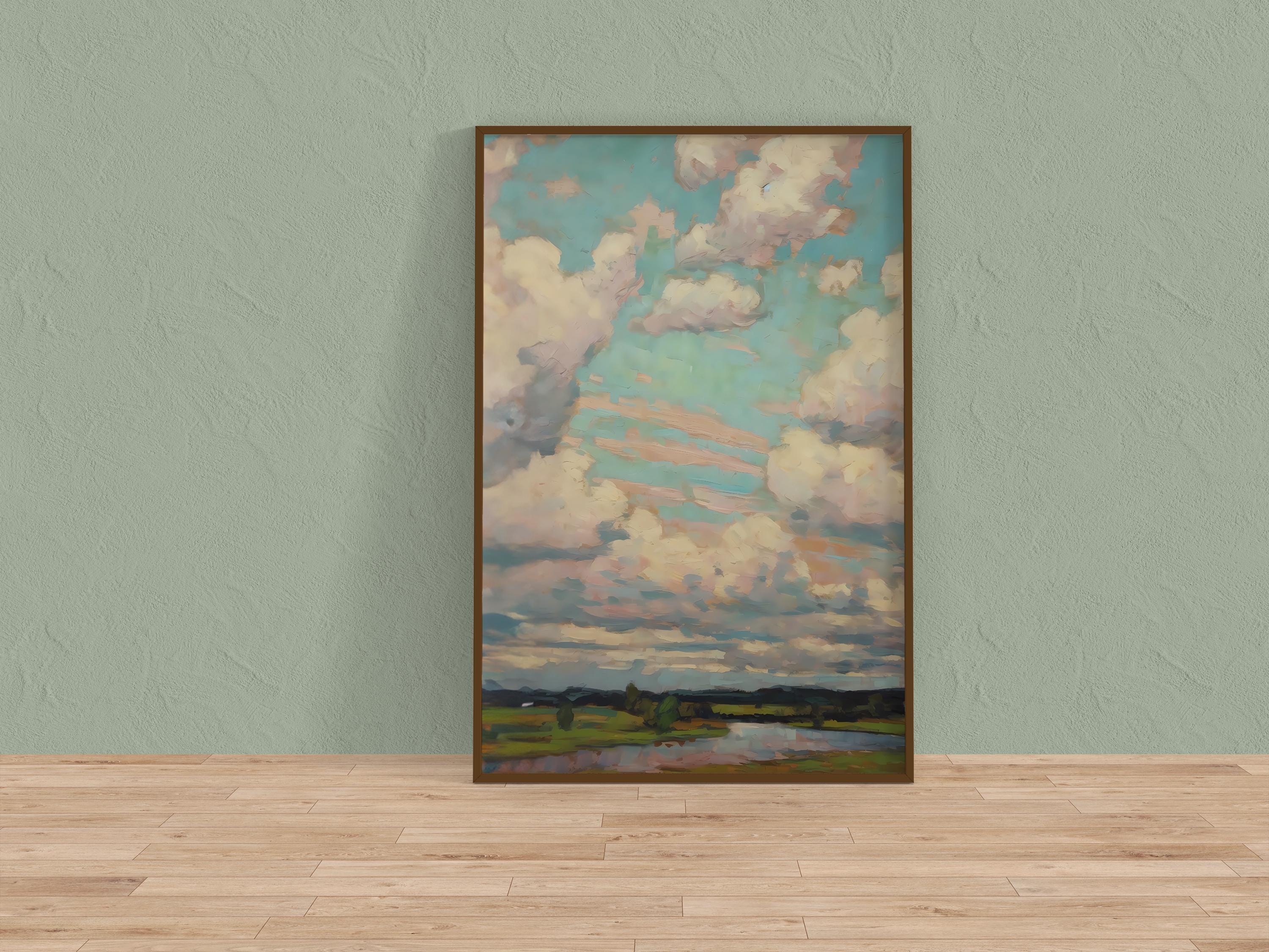 Impressionist Colorful Clouds Print - Soft Colors, Matte Finish