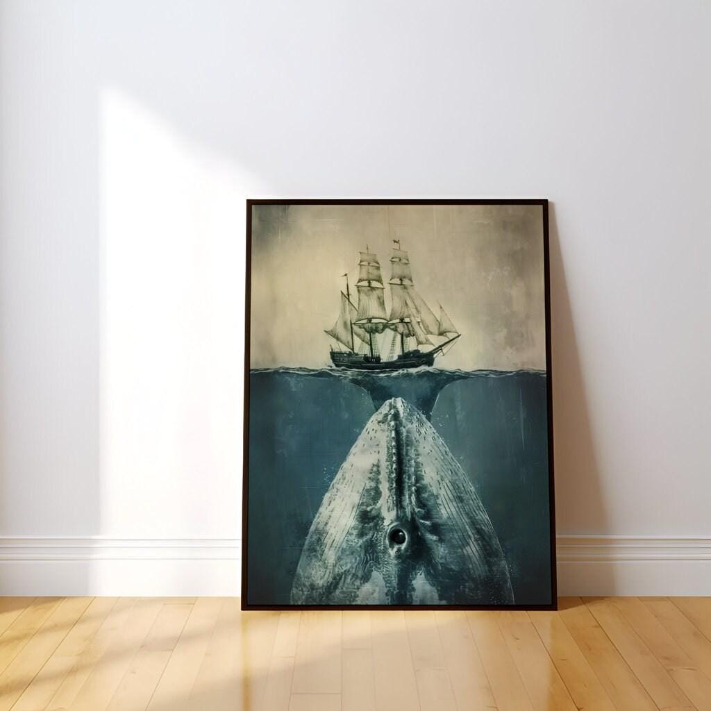 The Leviathan: Whale & Sailing Ship Art | Moody, Mysterious & Contemplative Ocean Decor