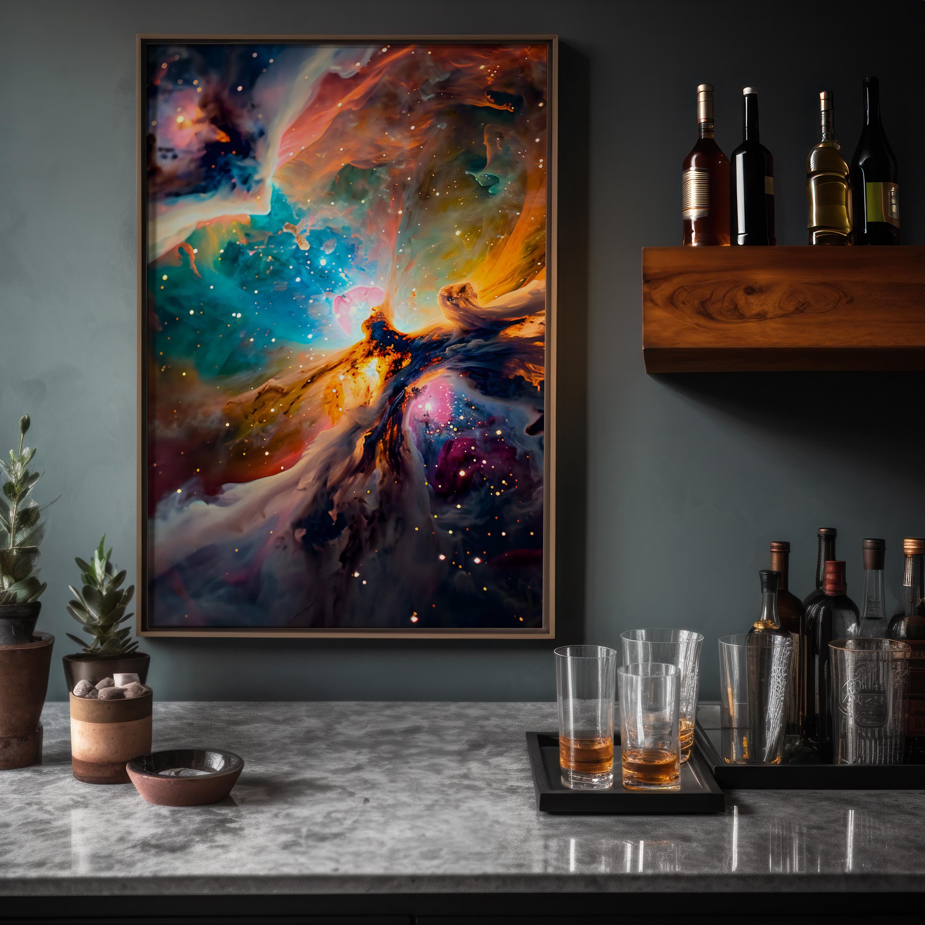 Cosmic Nebula Canvas Art: Vibrant & Ethereal Space Landscape | Modern Wall Decor