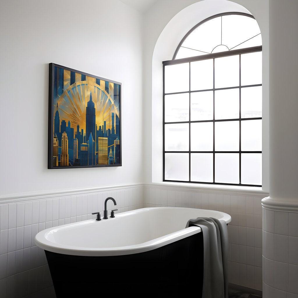 Metropolis of Gold: Art Deco Cityscape Canvas Art | Vibrant Golden Skyline Wall Decor