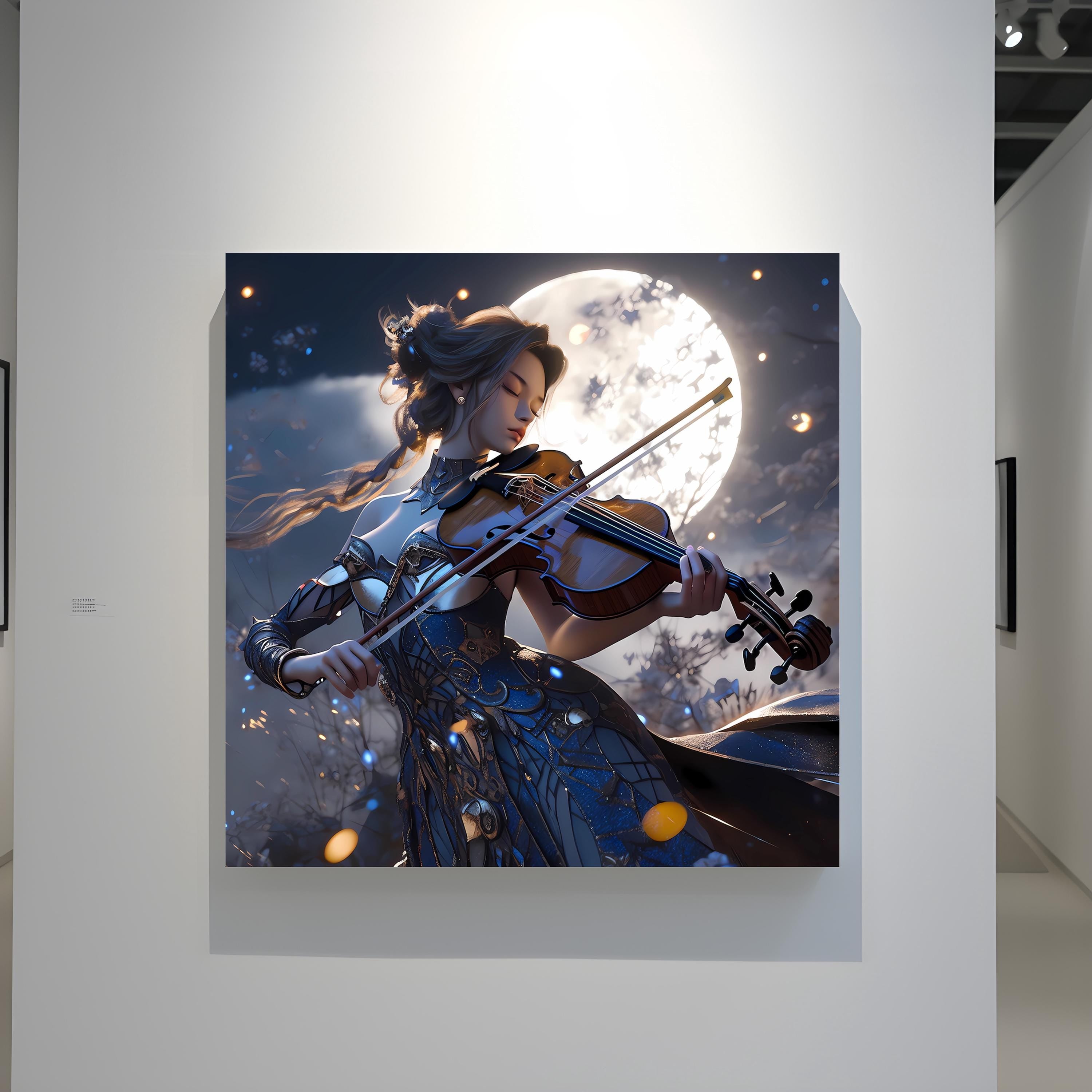 Lunar Sonata: Elegant Violinist in Moonlight Art Print | Romantic & Serene Framed Wall Decor