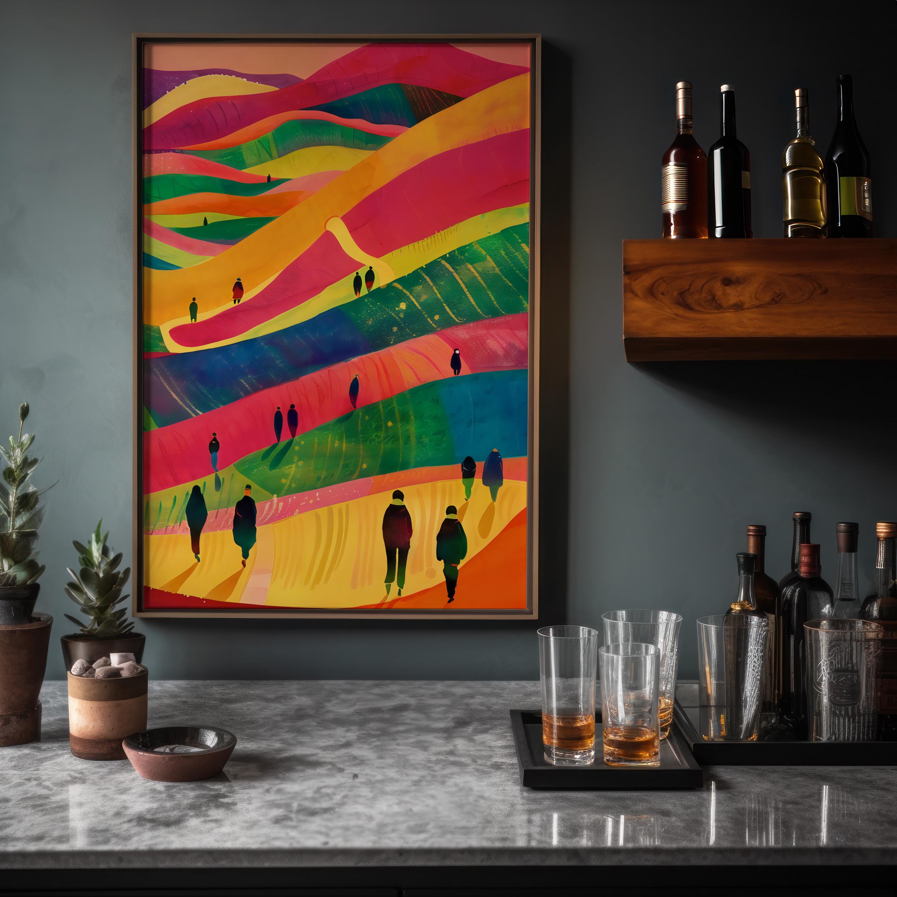 Dreamscape Journey: Surreal & Vibrant Abstract Landscape | Whimsical & Colorful Wall Art