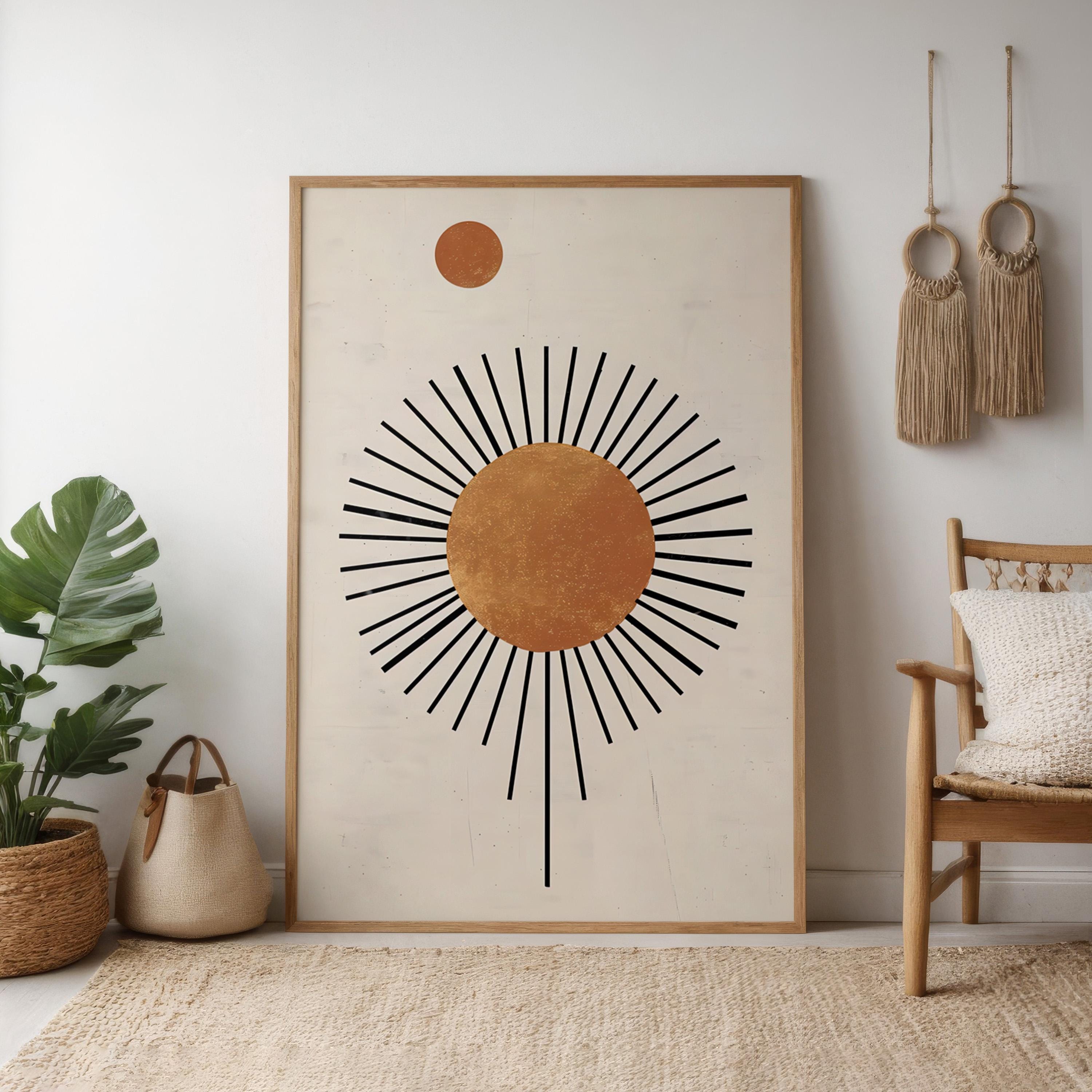 Abstract Sun Illustration: Boho Geometric Design - Minimalist Wall Art