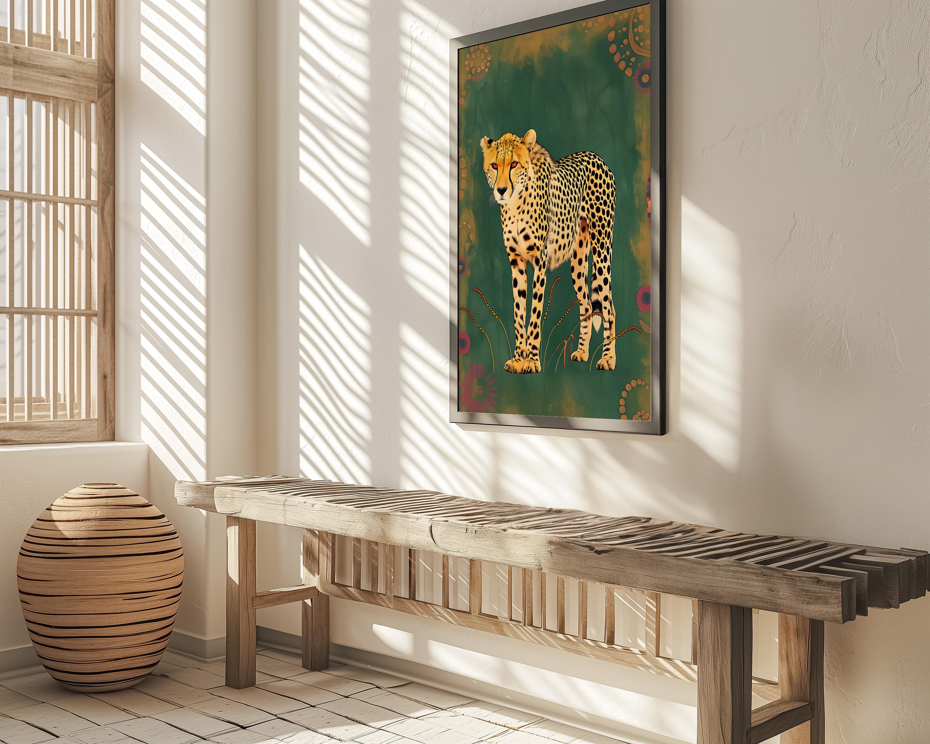 Bohemian Cheetah Canvas Art, Modern Wildlife Patterns (Ready to Hang)