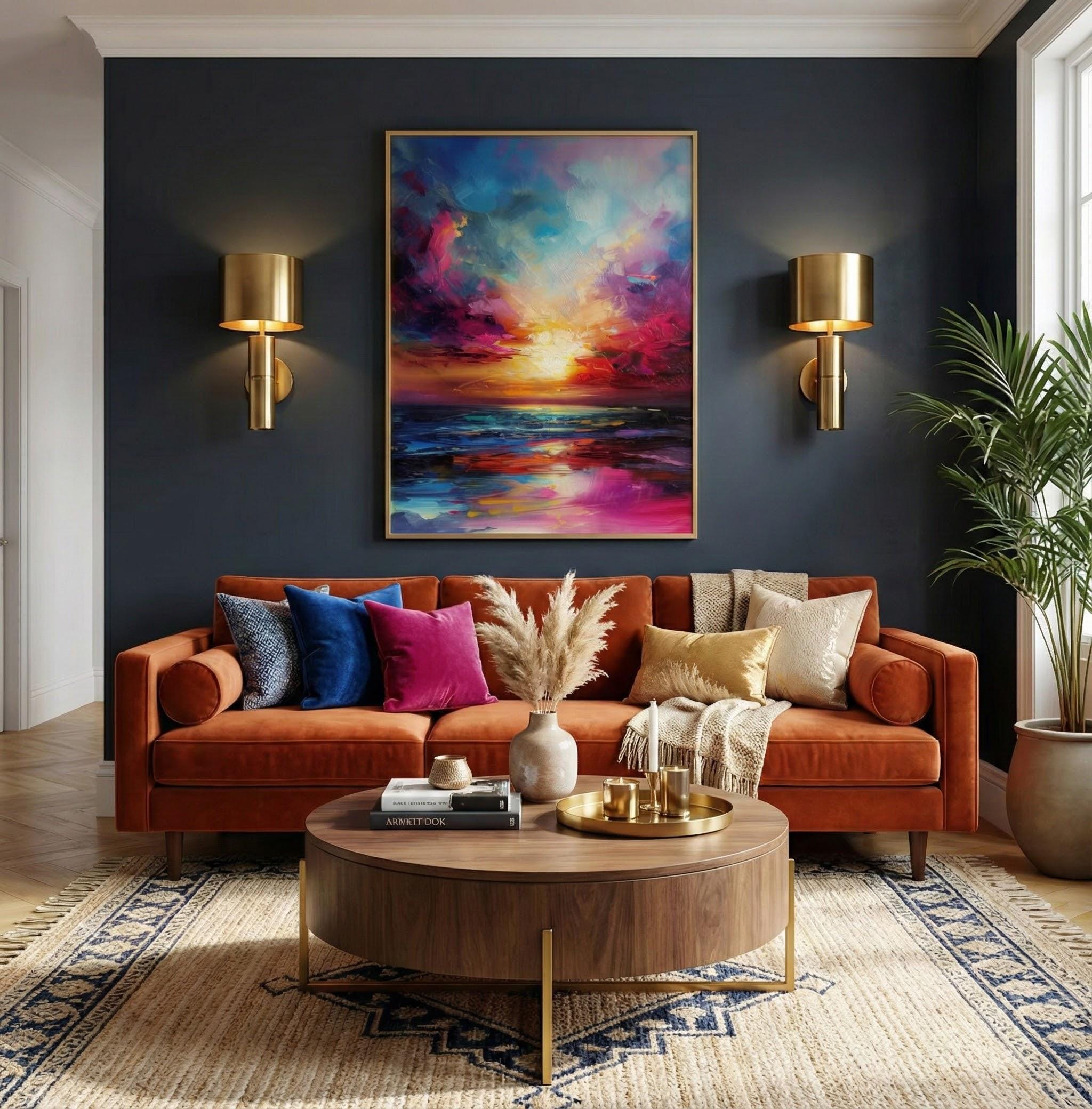 Nature-Inspired Canvas Wall Art, Sunset Colors (Ready to Hang)