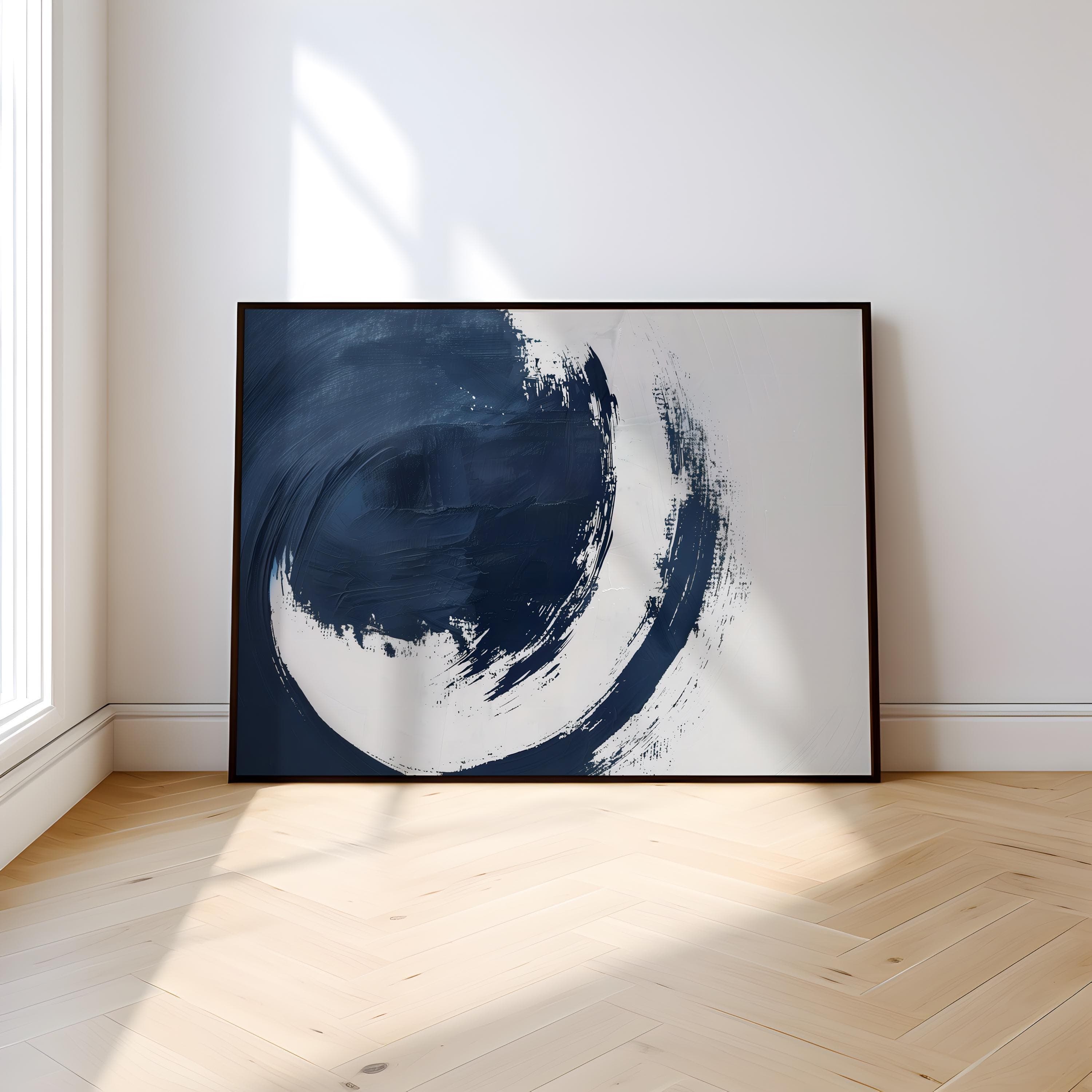 Minimalist Abstract Canvas, Dark Blue Gray Pastel (Ready to Hang)