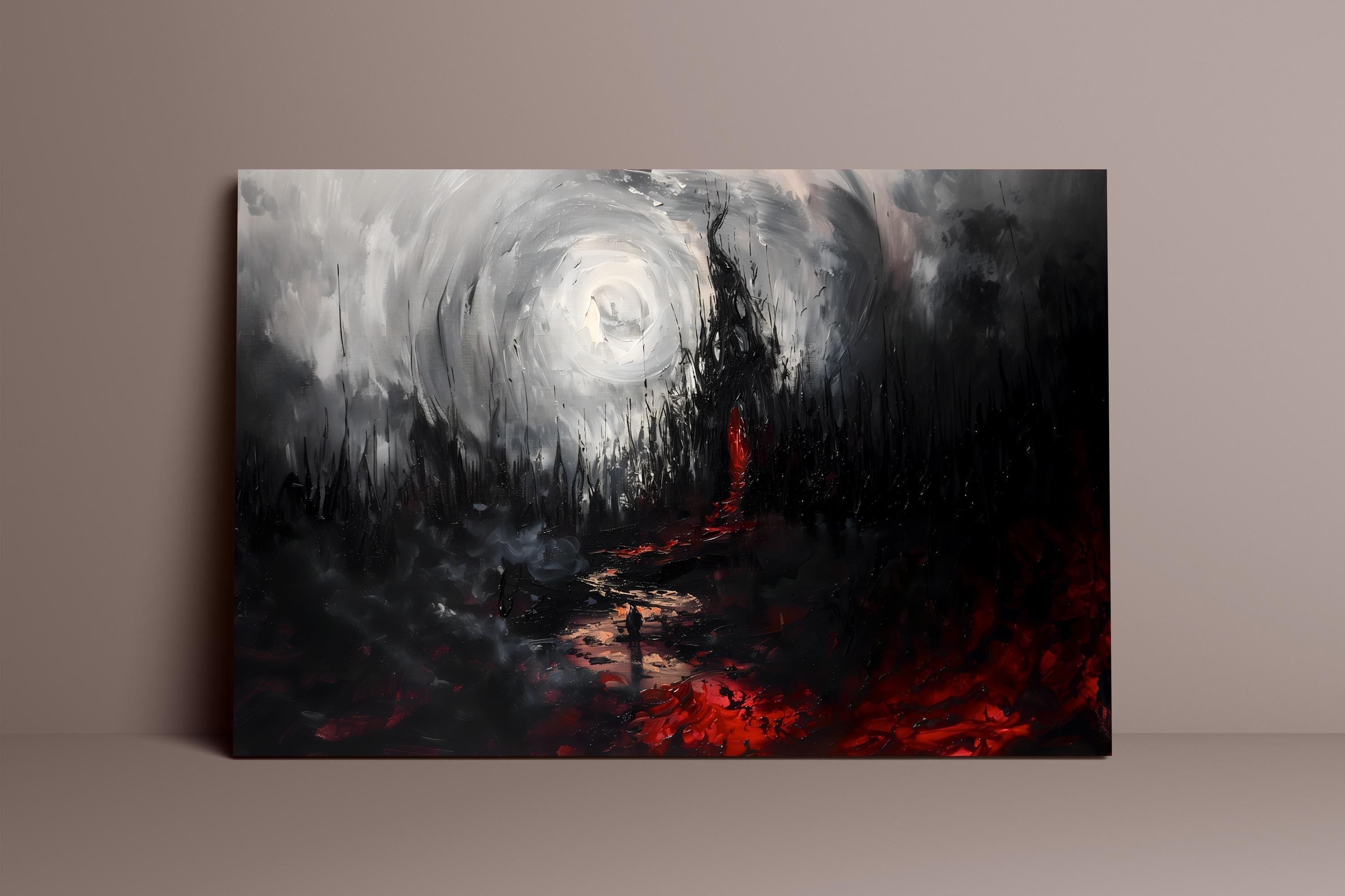 Abstract Charcoal Art: Moody Gothic Wall Decor - Dark & Intense