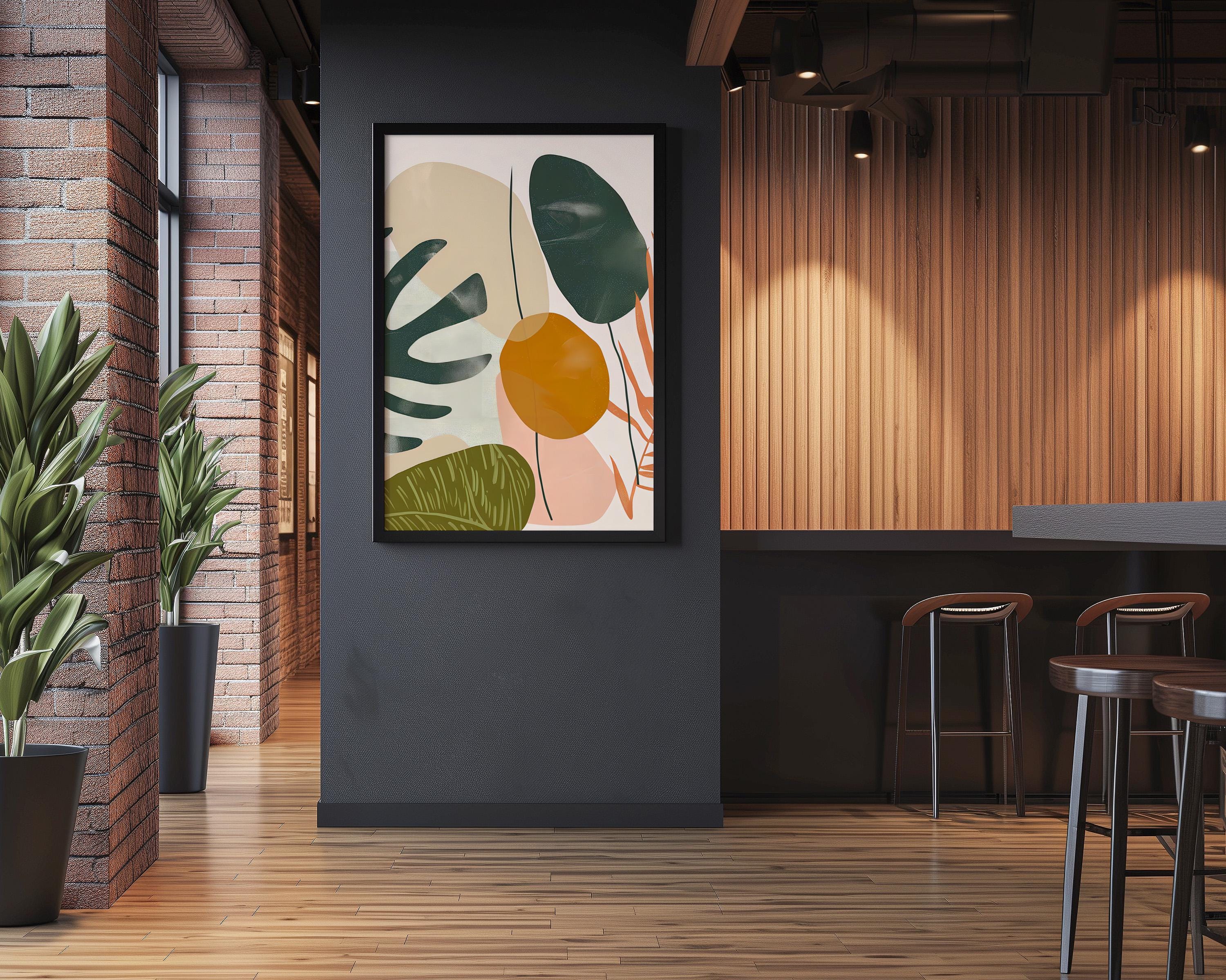 Tropical Rhythms: Mid-Century Modern Abstract Leaf Art | Boho Chic Wall Decor