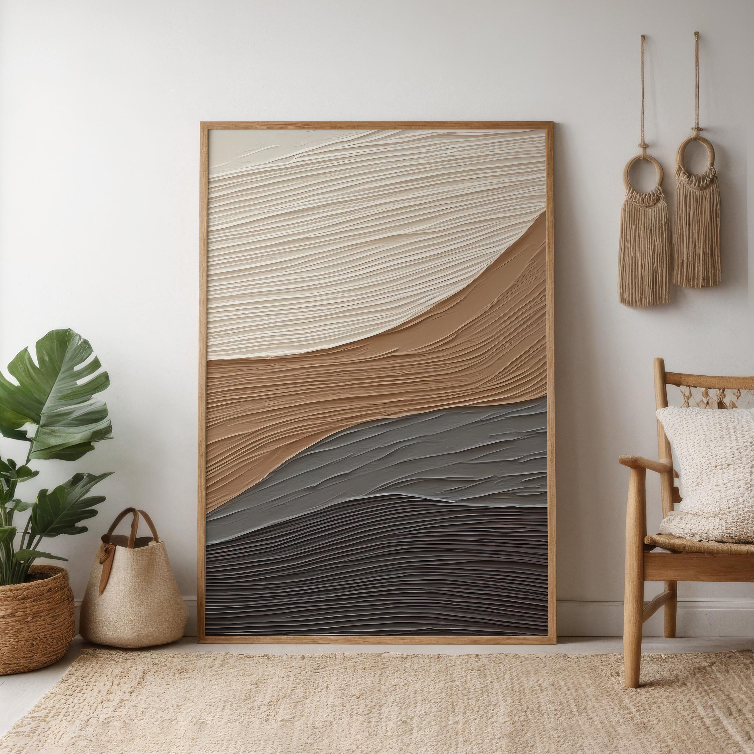 Earthen Waves: Minimalist Ocean Art Print | Framed Earth-Tone Wall Decor