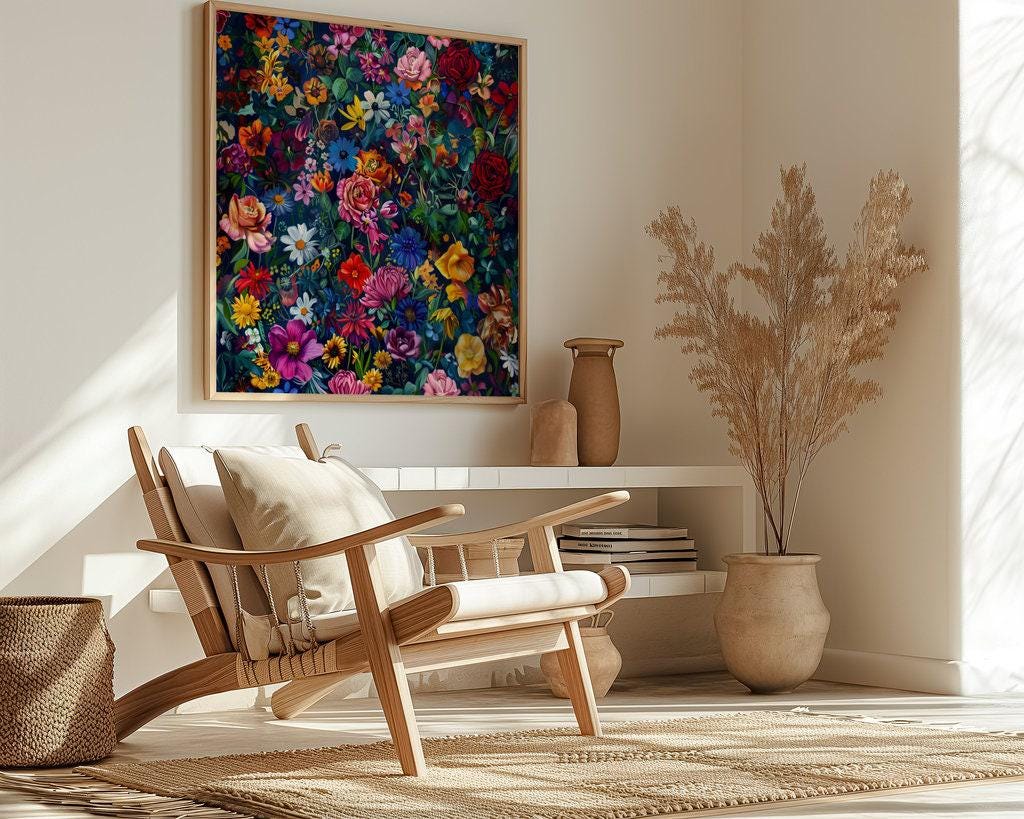 Vibrant Floral Bouquet Canvas Art | Elegant Botanical Still Life Wall Decor