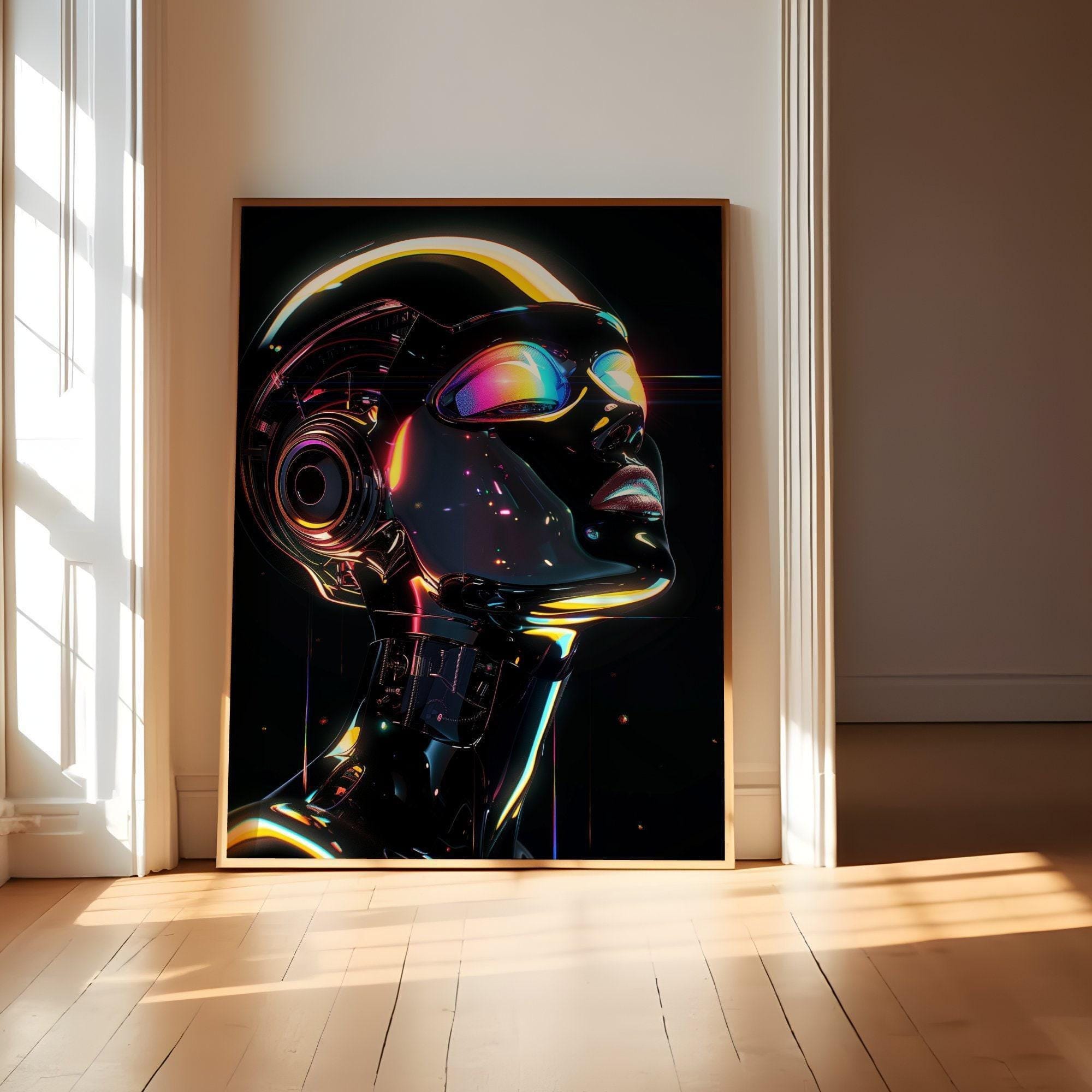 Android's Contemplation Wall Art: Minimalist Celestial Canvas Print