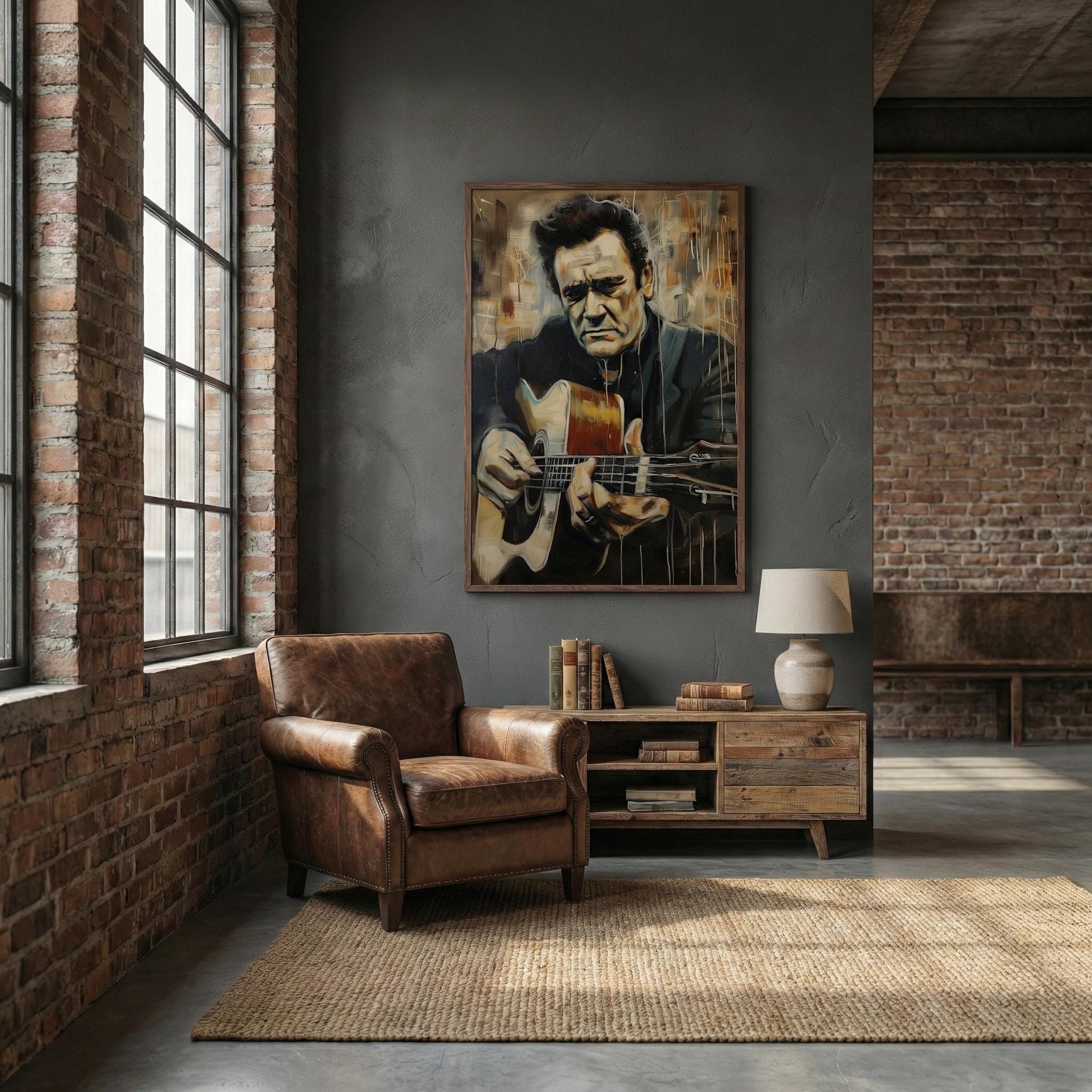 Johnny Cash Wall Art: Classic Country Star - Modern Farmhouse Canvas
