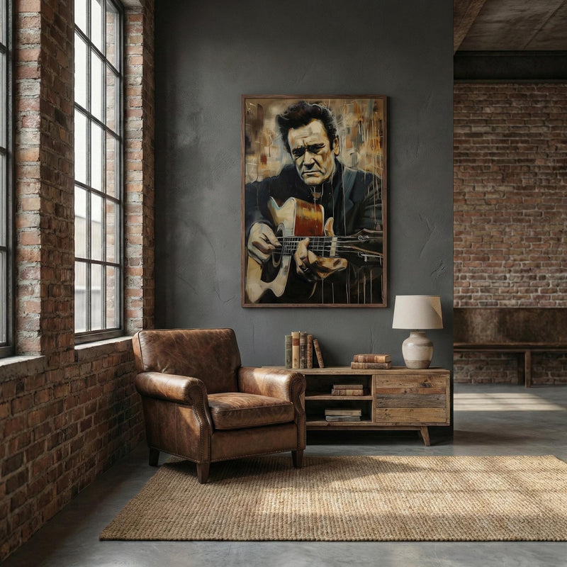 Johnny Cash Wall Art: Classic Country Star - Modern Farmhouse Canvas