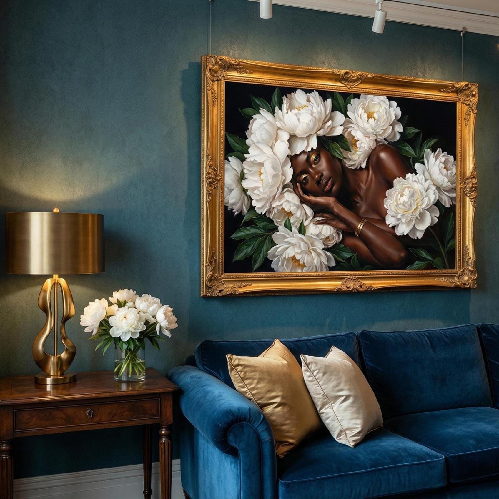 Women and Flowers Art Print - Colorful Floral Home Decor